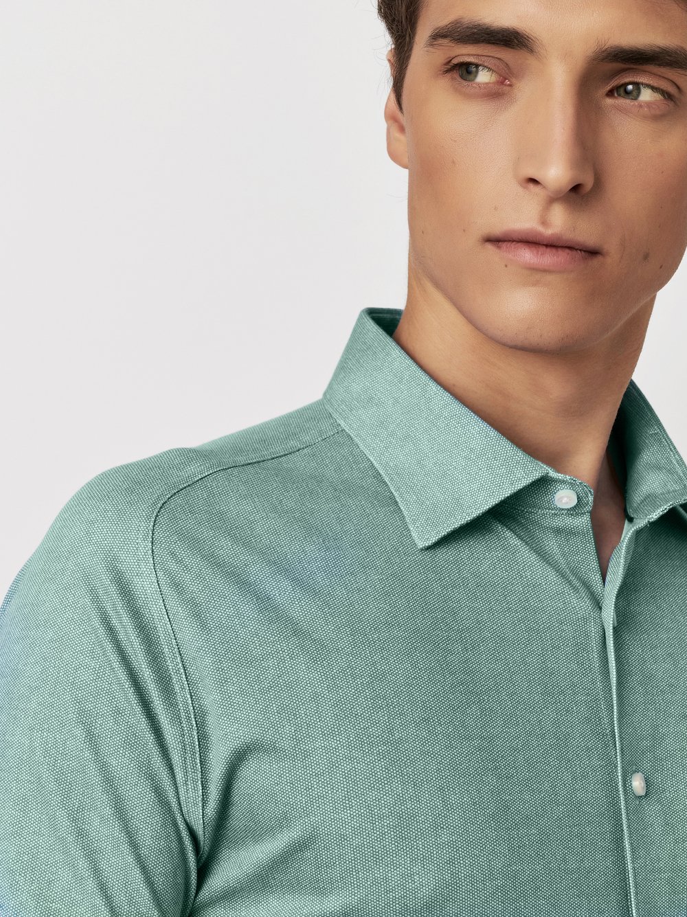 Shirt Casual Kent light green oxford detail view Shirt Casual Kent light green oxford detail view
