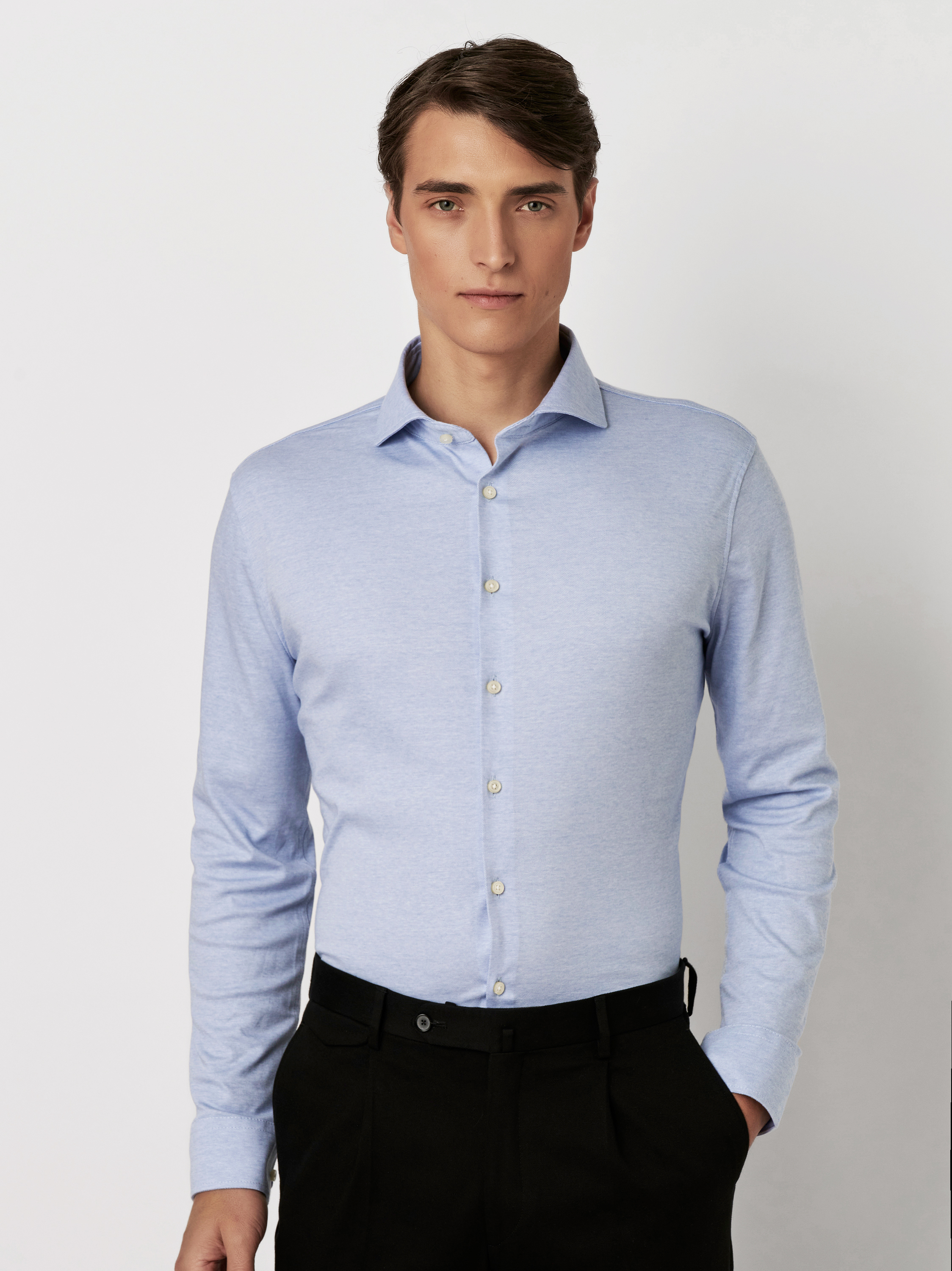 Shirt | Style »Essential Hai« light blue piqué