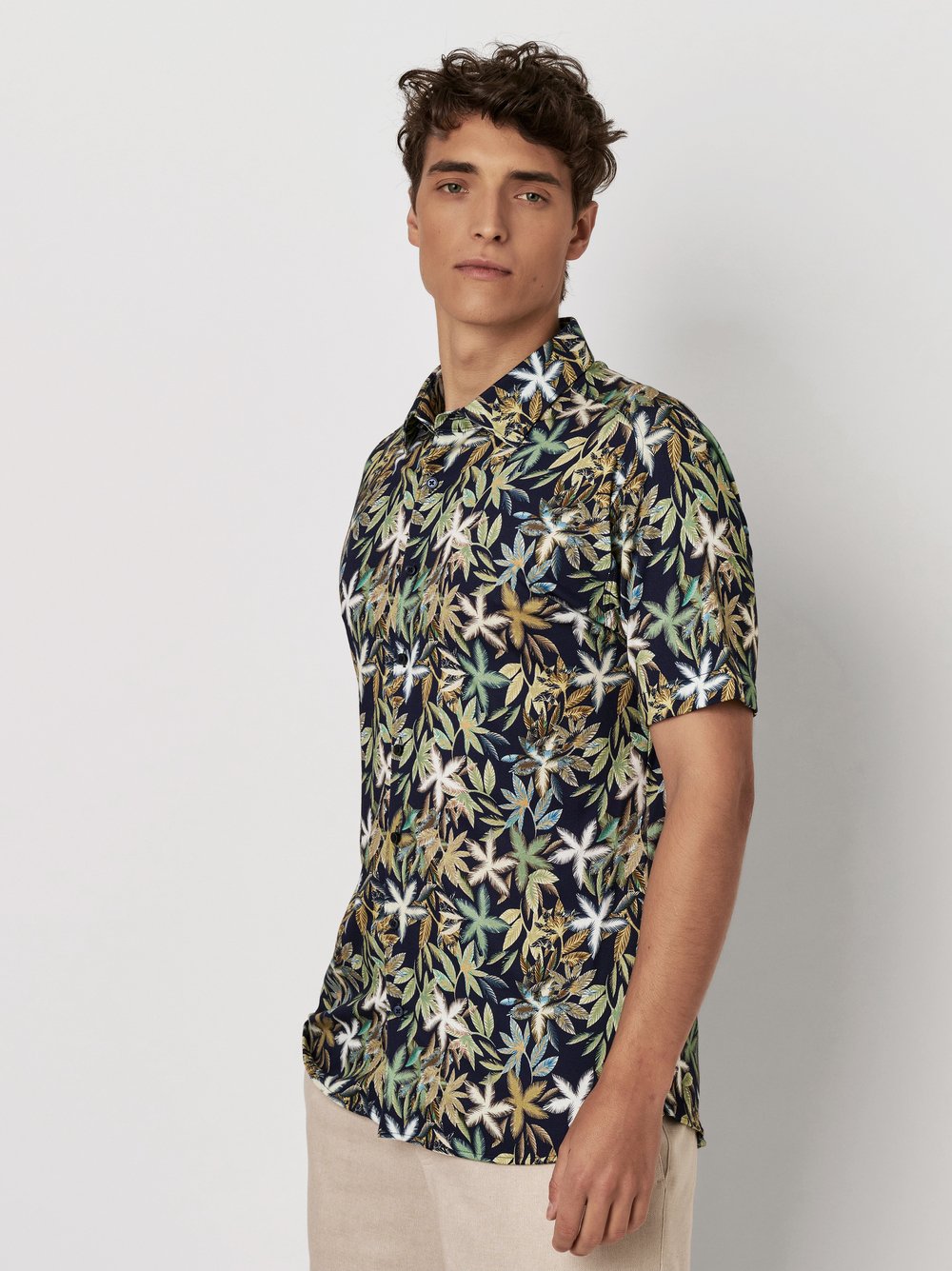 Hemd Casual Kent palm trees on navy Vorderansicht Hemd Casual Kent palm trees on navy Vorderansicht