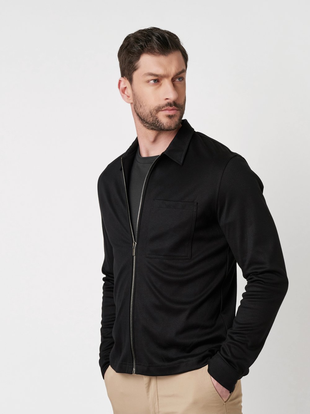 Jacket Luxury Two Ply Jacket black front view Jacket Luxury Two Ply Jacket black front view