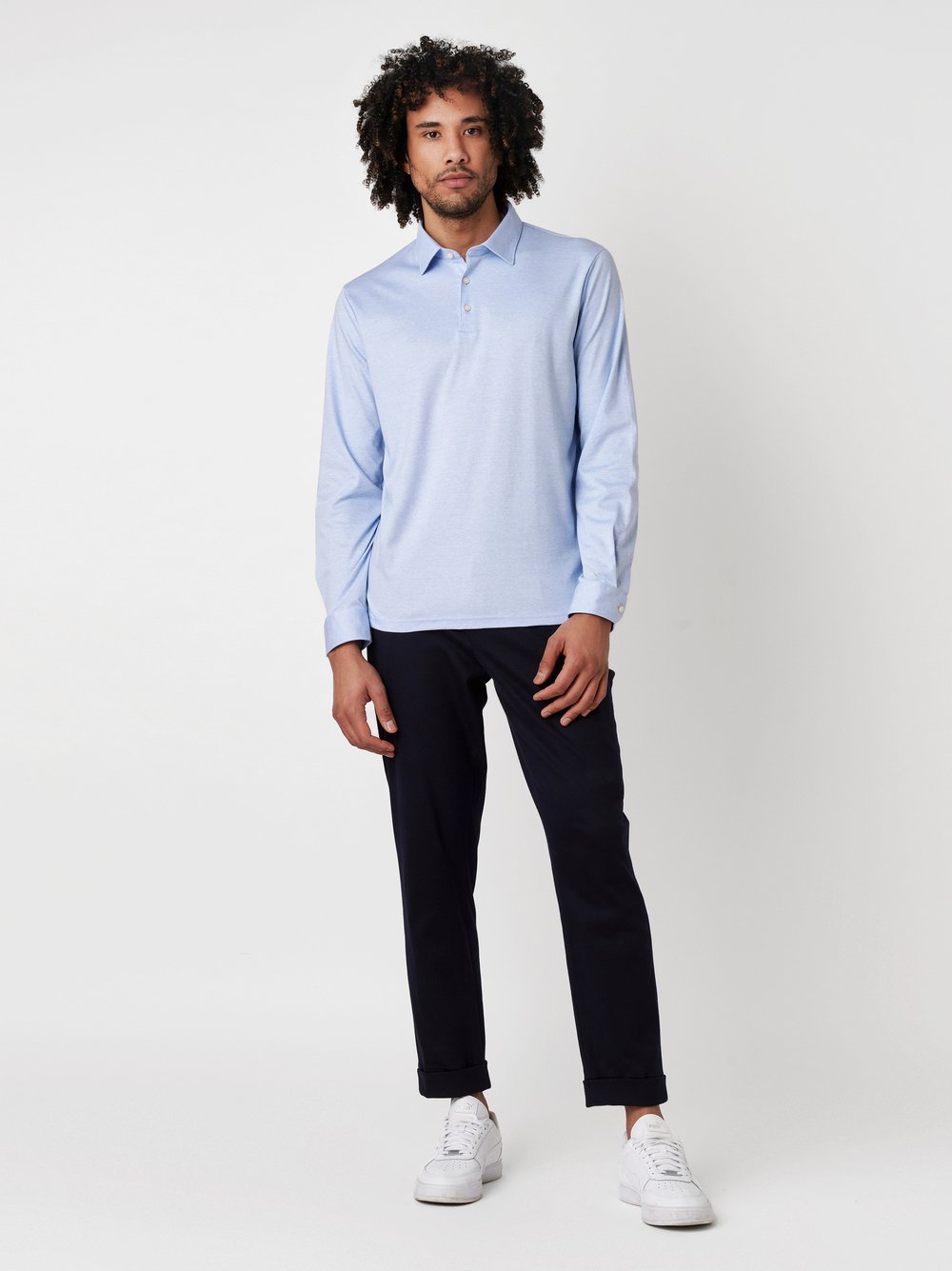 Polo Essential Polo Kent light blue pique outfit view