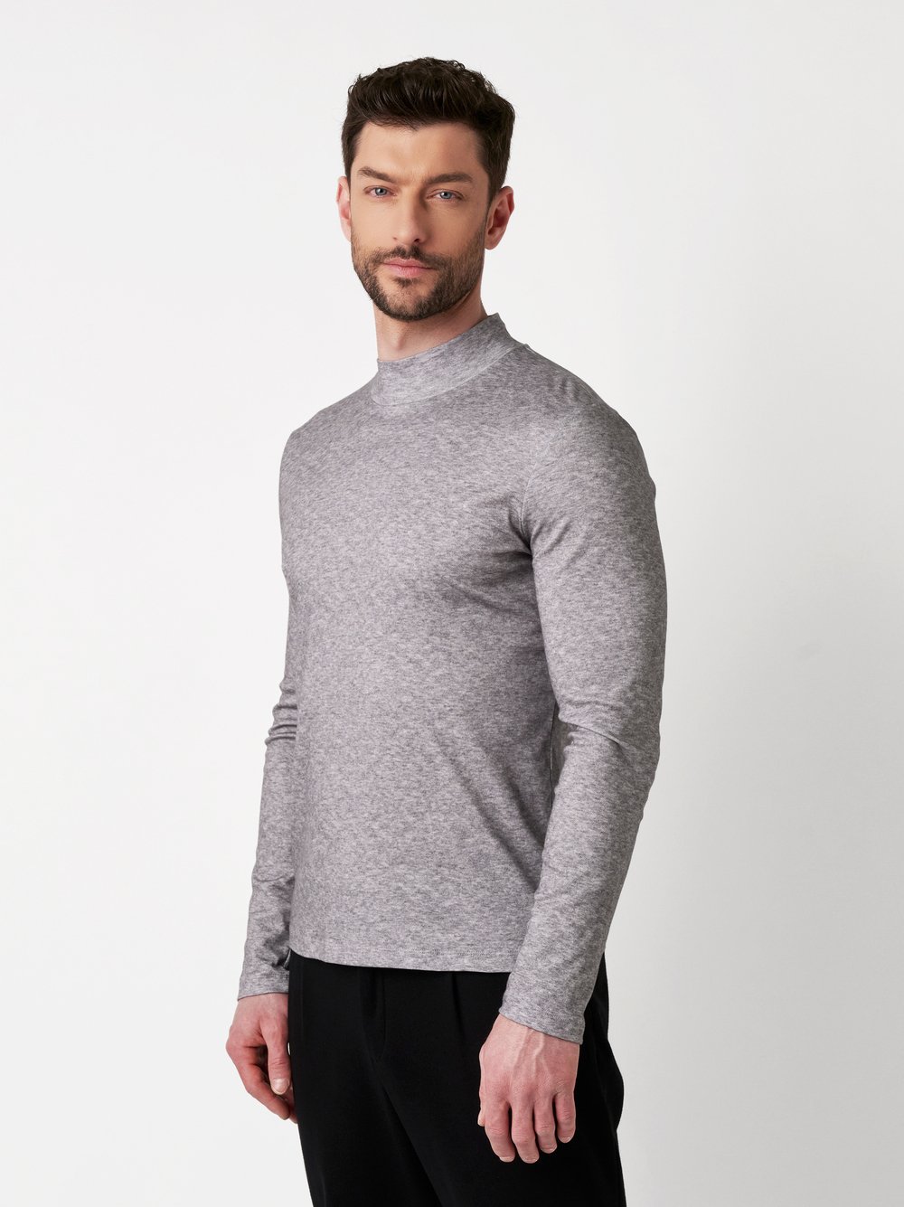 T-Shirt Casual Turtleneck grey flannel front view T-Shirt Casual Turtleneck grey flannel front view
