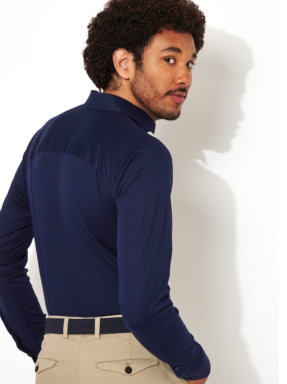 Hemd Casual Kent solid dark navy Rueckansicht