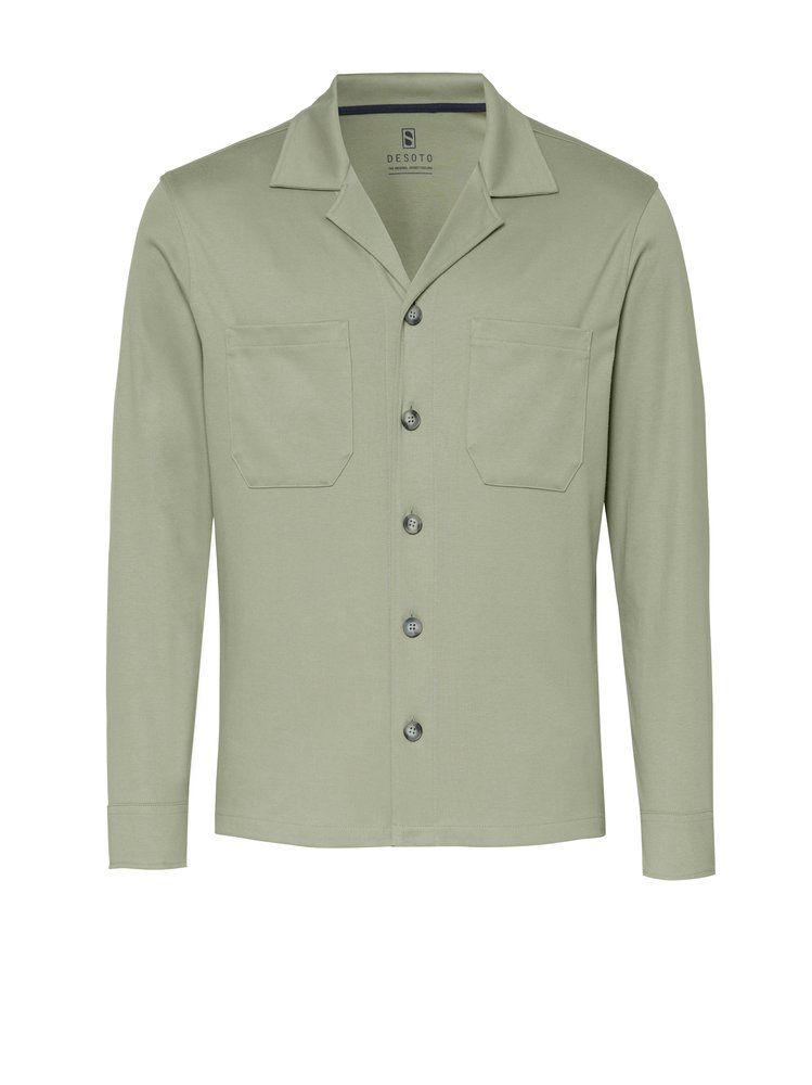 Mens shirt casual overshirt revers in solid green, product view
