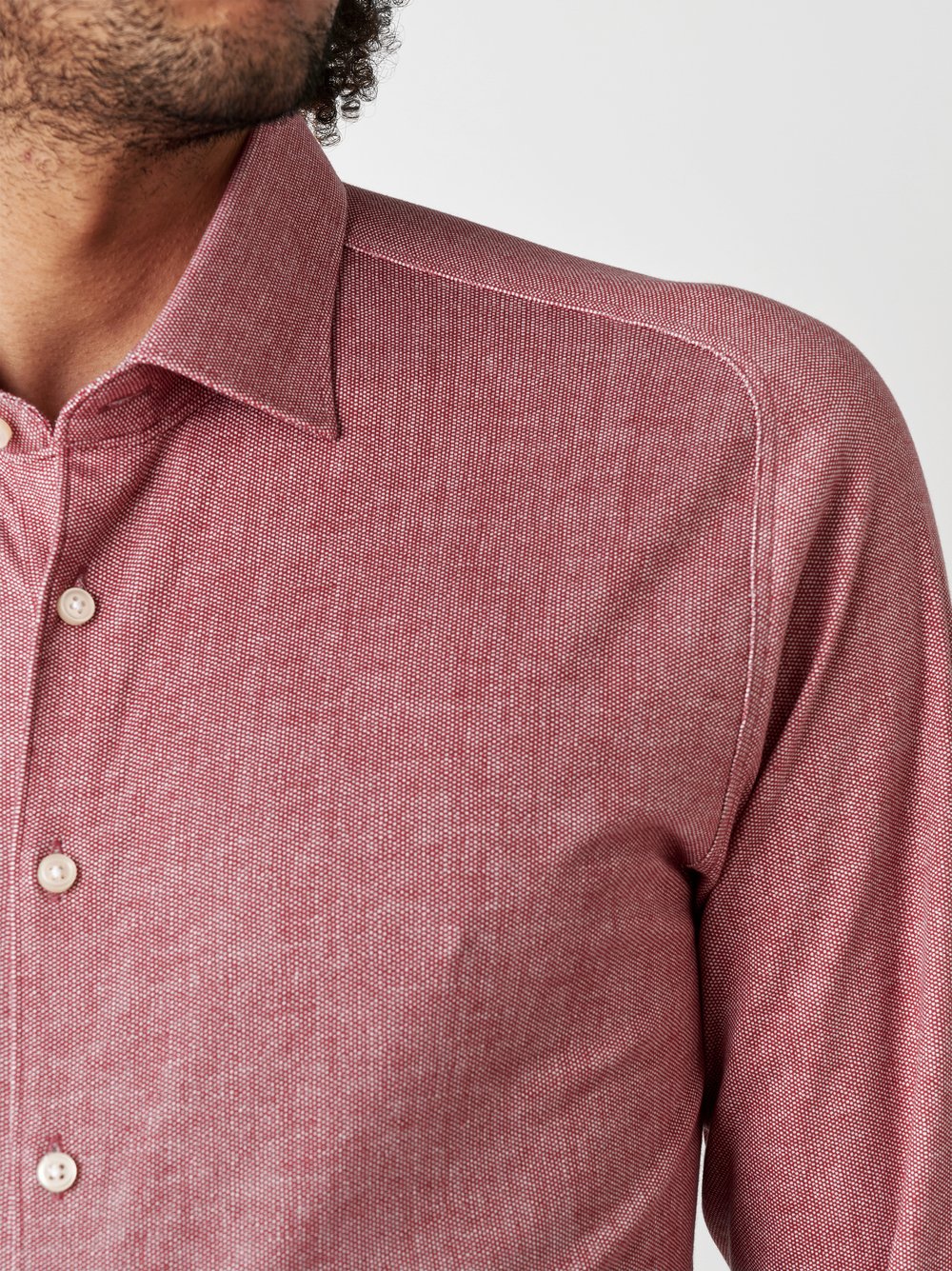Shirt Casual Kent red oxford detail view Shirt Casual Kent red oxford detail view