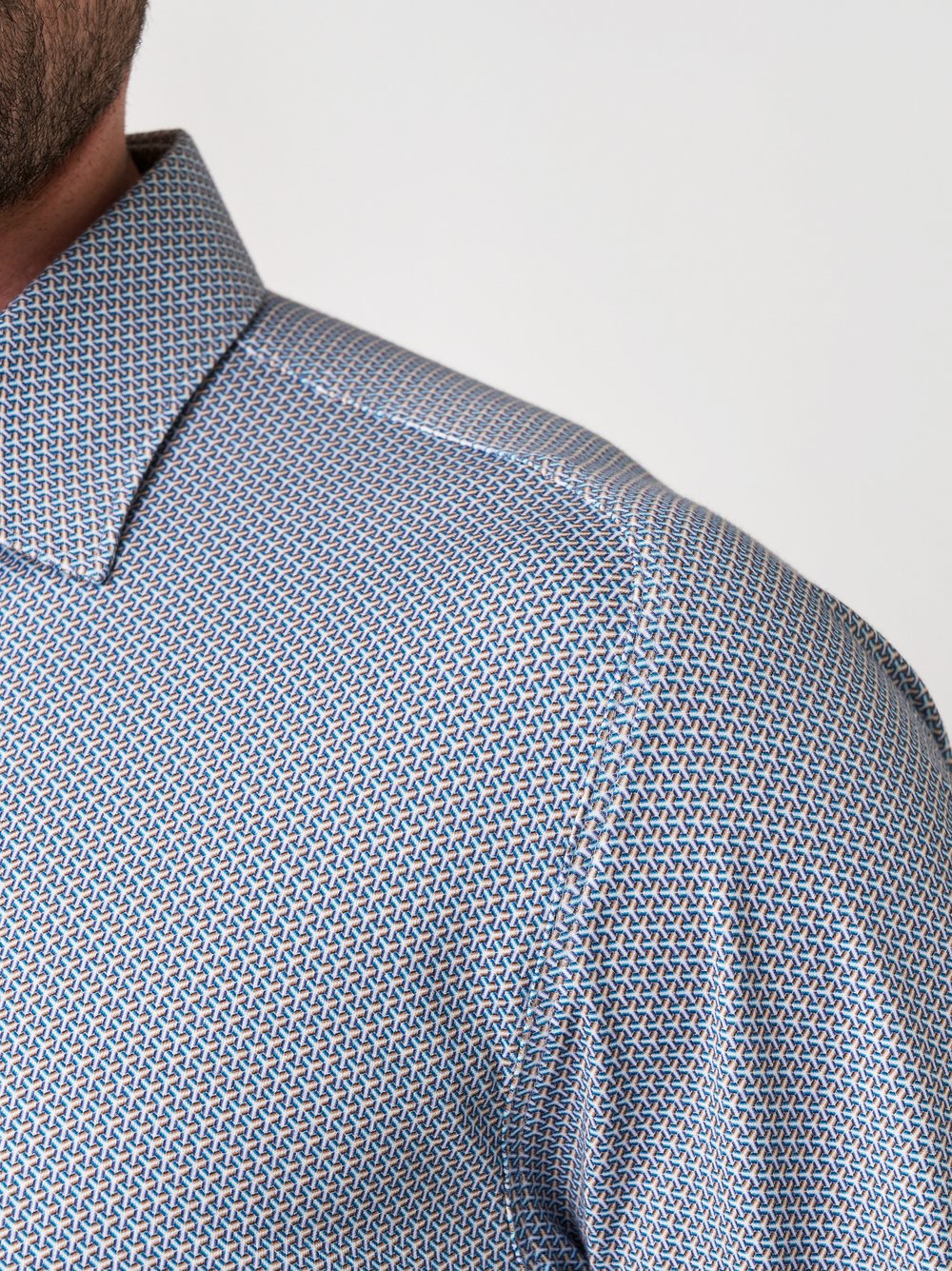 Shirt Casual Kent cognac blue metric detail view