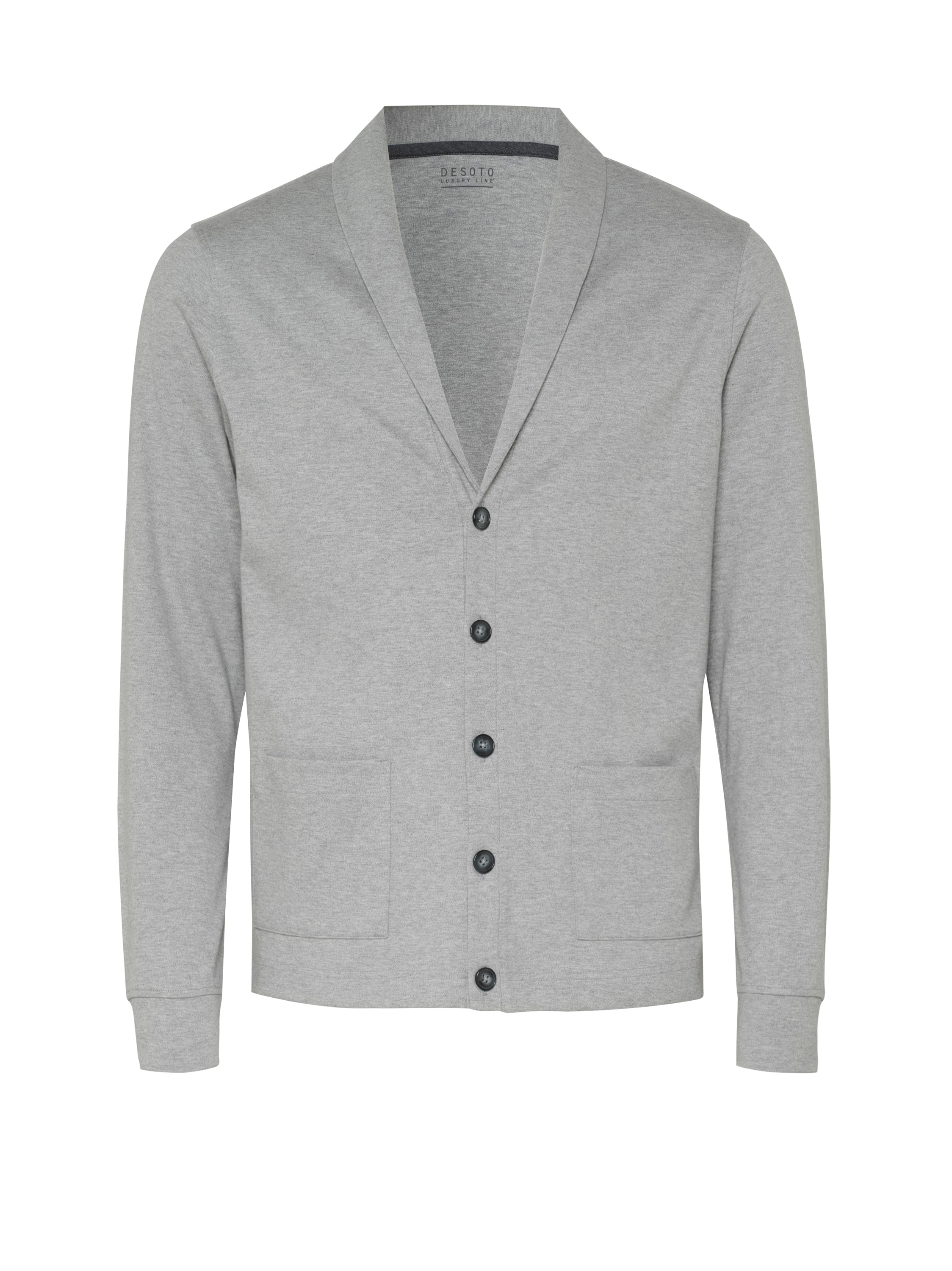 Mens sweater luxury shawl in grey melange, product view
