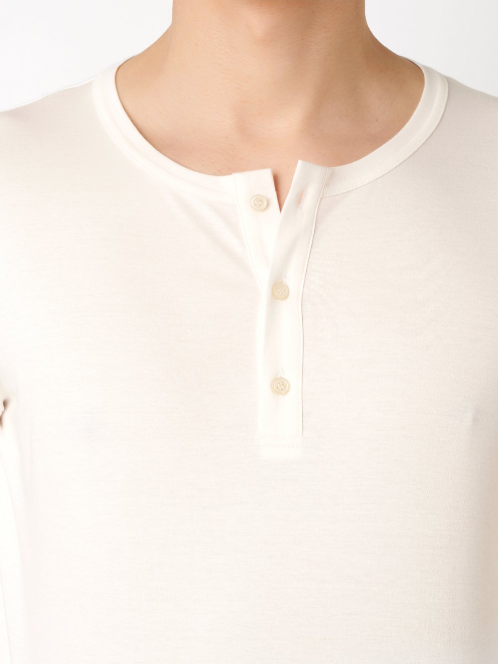 Mens polo shirt casual henley in off white, detail view