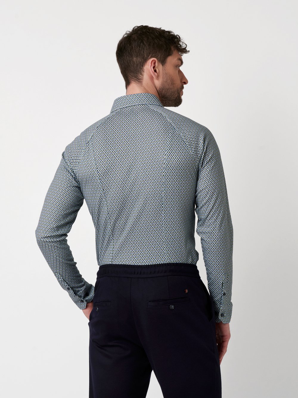 Shirt Casual Kent green squares rear view