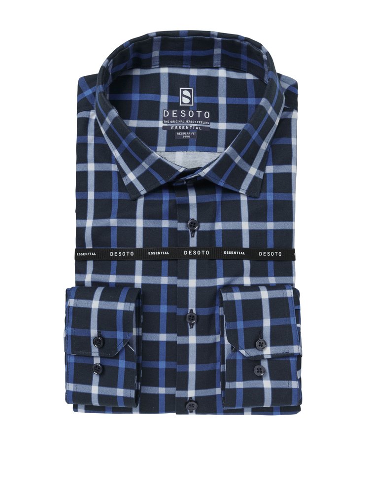 Mens shirt essential kent in blue big check, product view