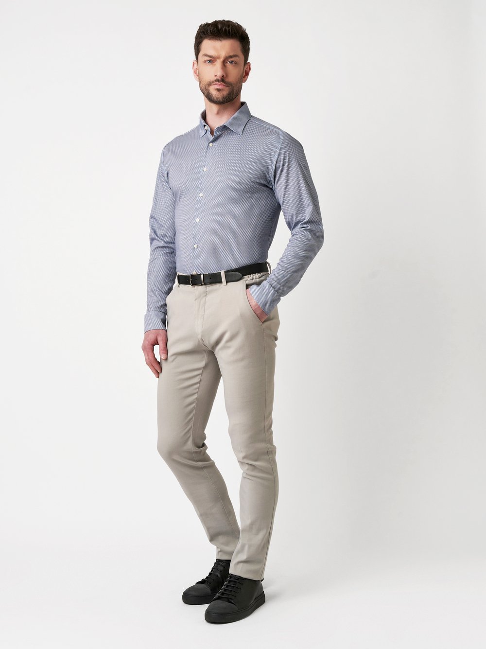 Hemd Casual Kent cognac blue metric Outfitansicht Hemd Casual Kent cognac blue metric Outfitansicht