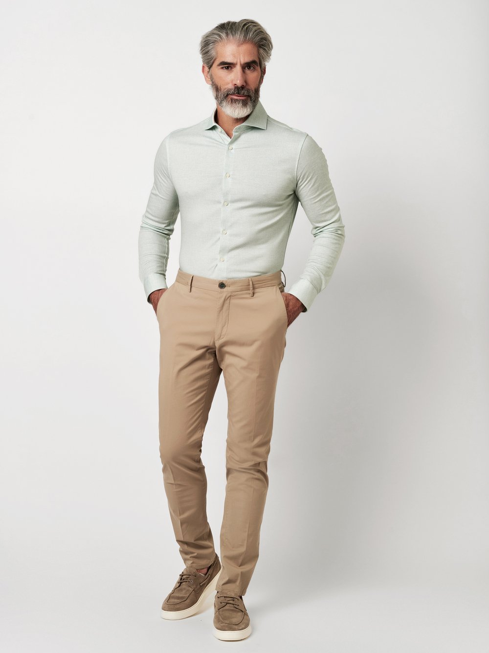 Shirt Luxury Hai lightgreen minimal dots outfit view Shirt Luxury Hai lightgreen minimal dots outfit view