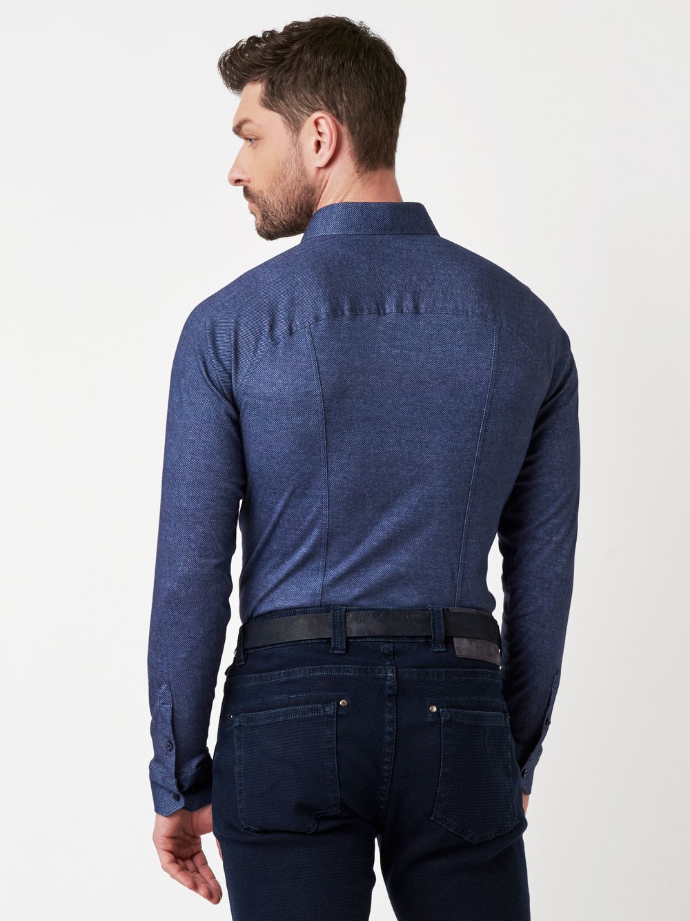 Shirt Casual Kent navy twill   rear view