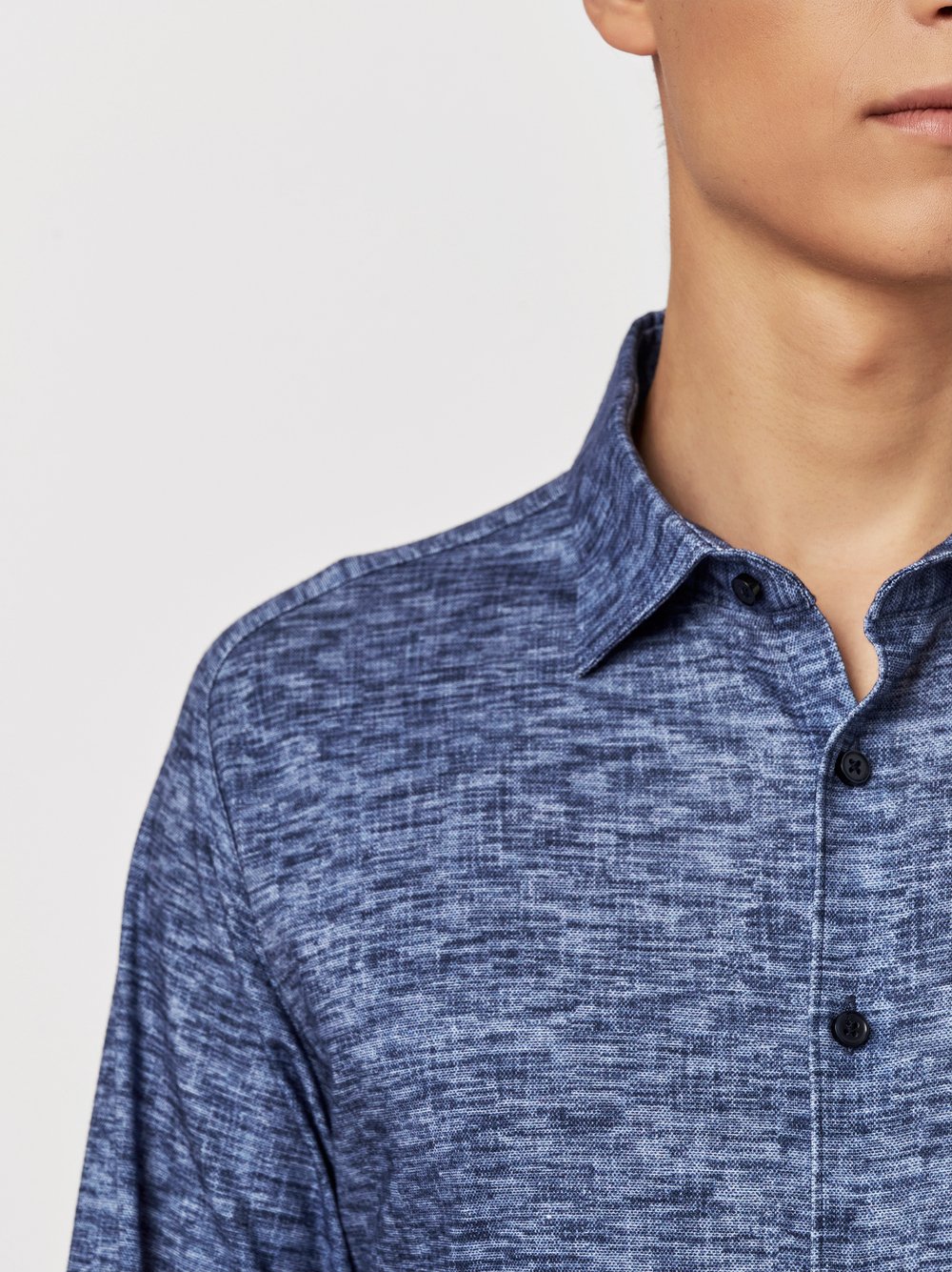 Hemd Casual Kent monochrome linen navy Detailansicht