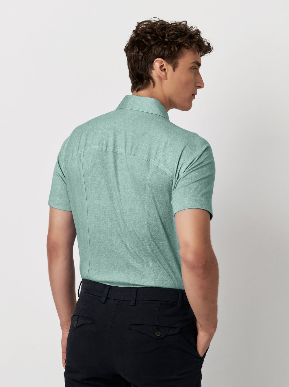 Shirt Casual Kent light green oxford rear view Shirt Casual Kent light green oxford rear view