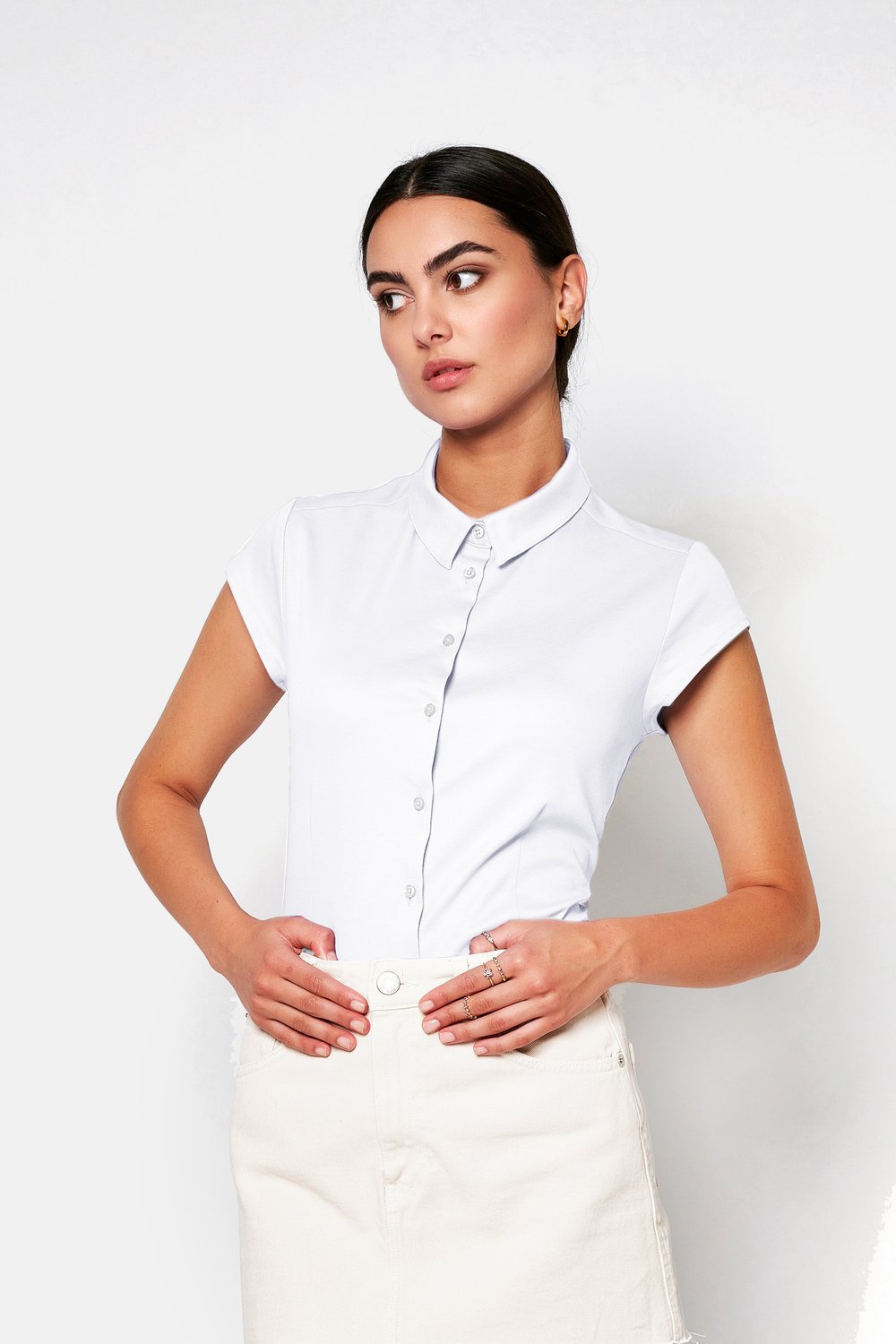 Bluse Pia solid white Vorderansicht