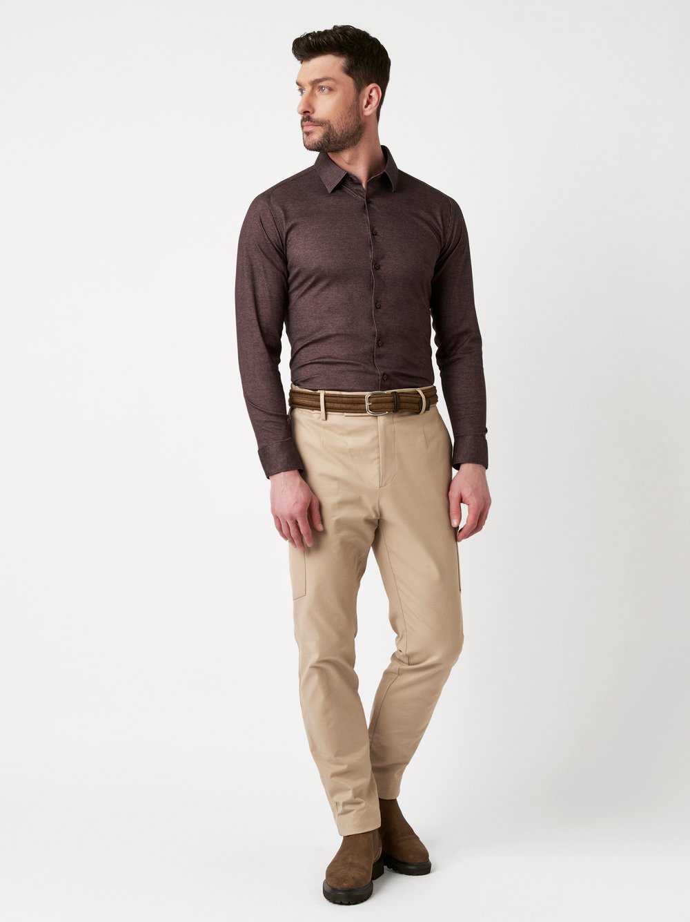 Shirt Casual Kent chocolate twill outfit view
