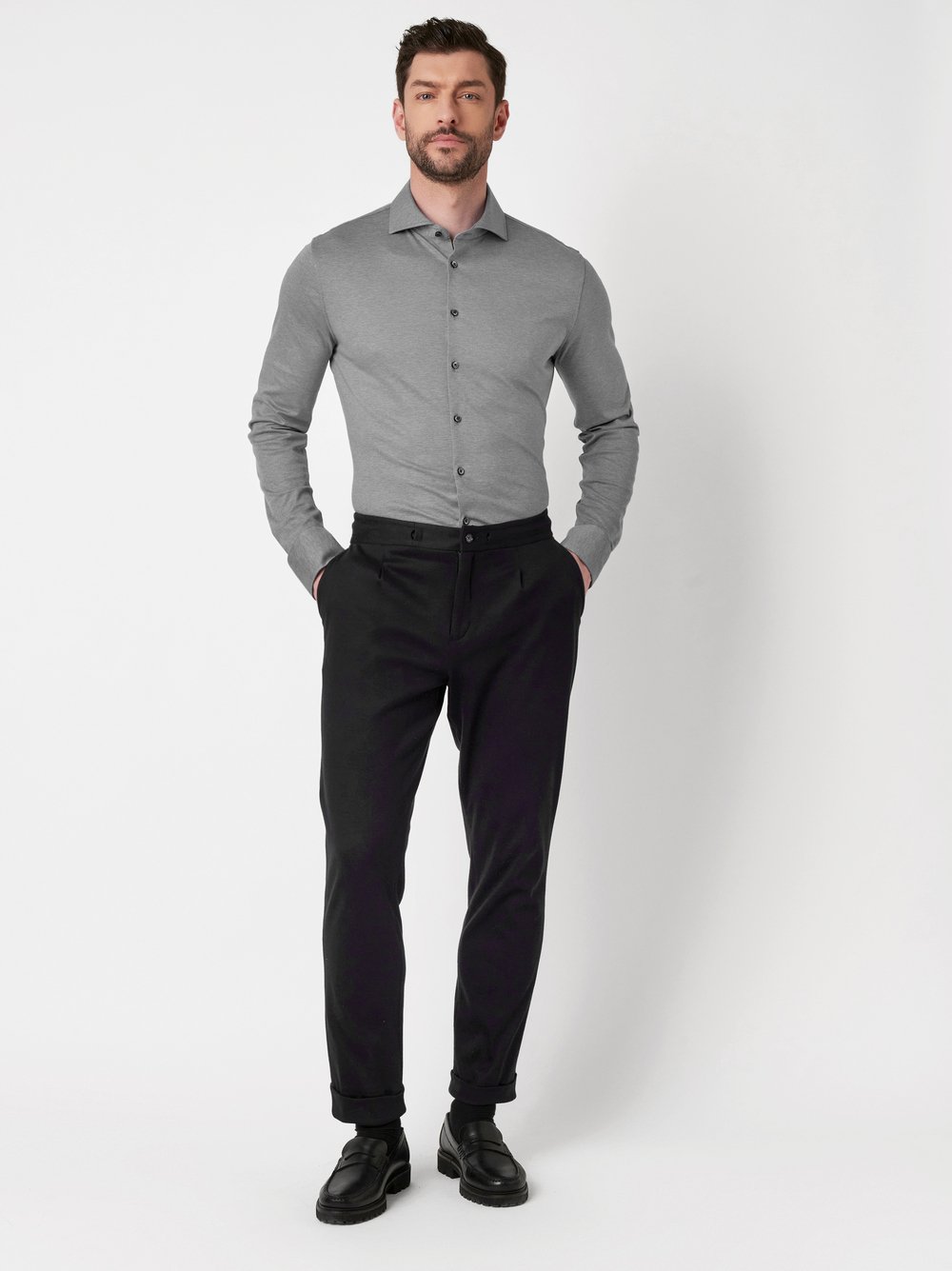Shirt Luxury Hai grey melange outfit view
