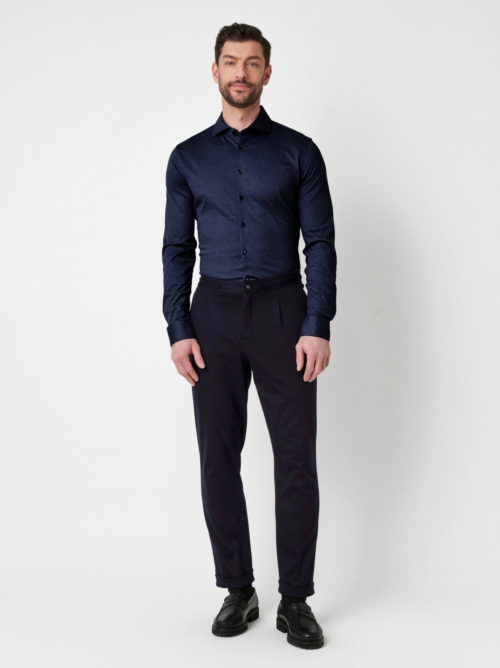 Shirt Luxury Hai navy melange outfit view