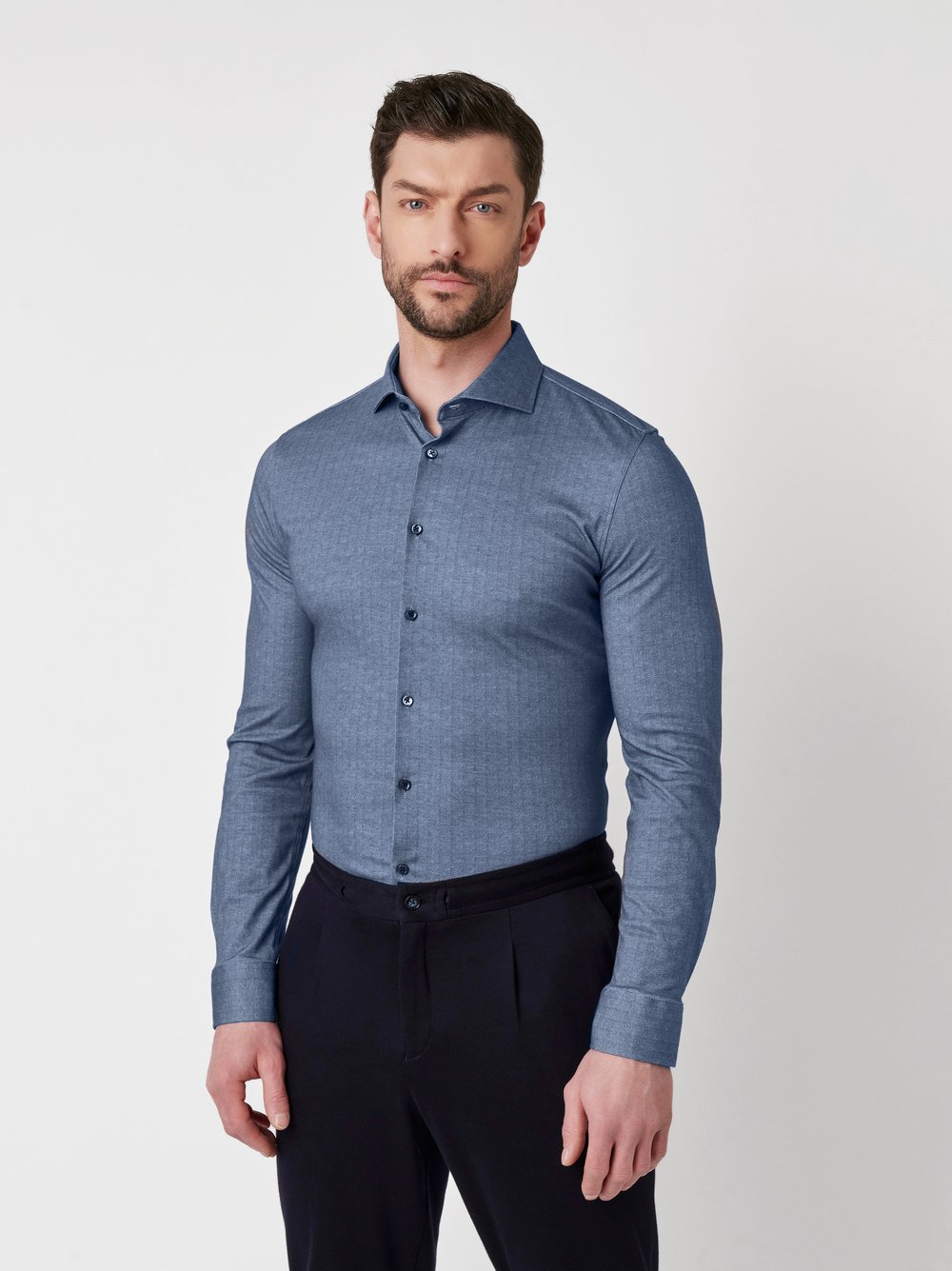 Shirt | Style »Luxury Hai« denim blue herringbone