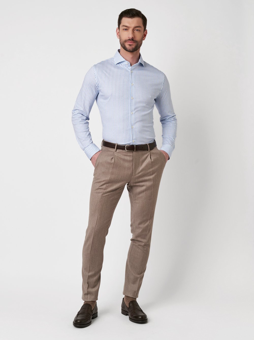 Shirt Luxury Hai light blue white stripes outfit view Shirt Luxury Hai light blue white stripes outfit view