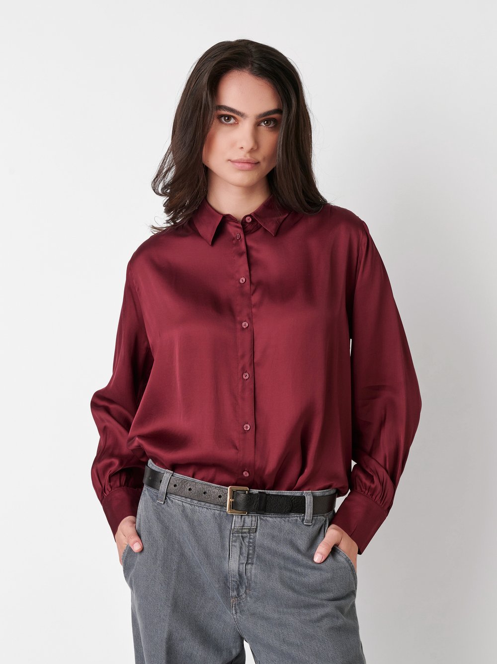 Blouse Lena burgundy front view