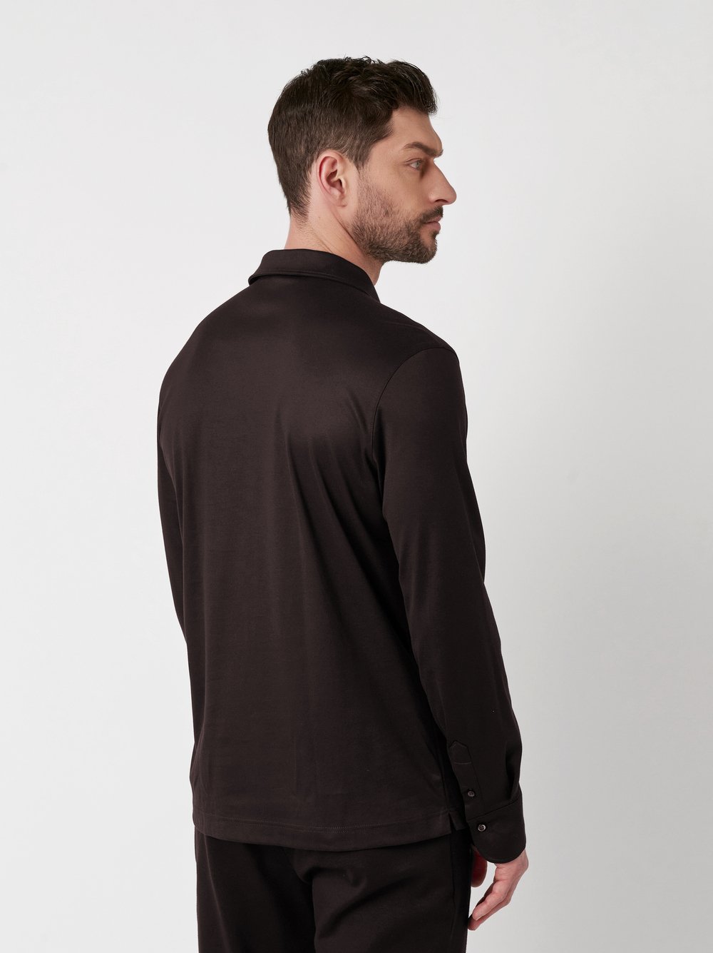 Polo Luxury Two Ply Polo Revers solid brown rear view