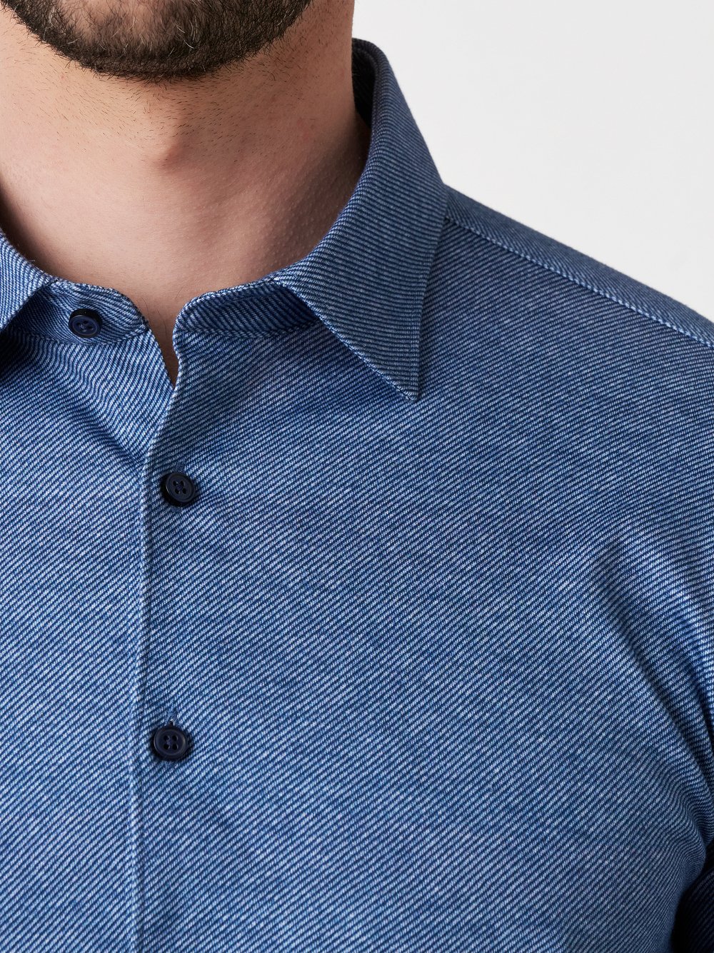 Shirt Casual Kent blue twill detail view