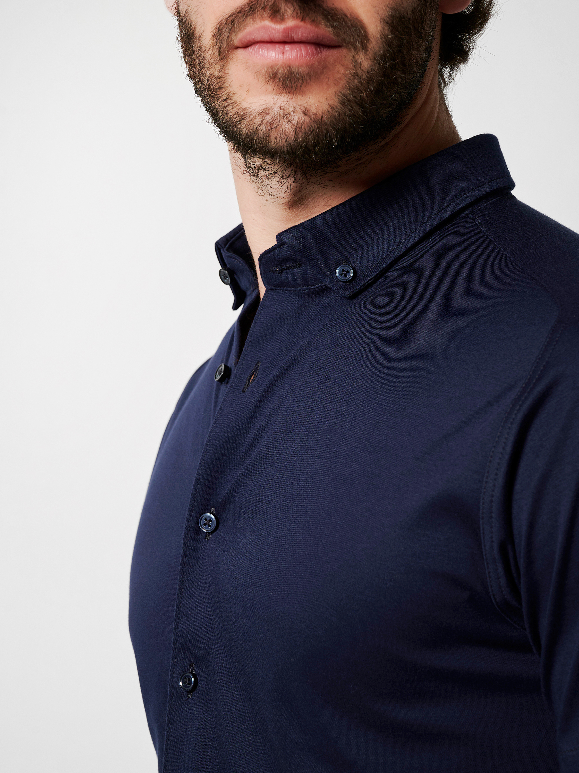Shirt Modern Button Down solid dark navy detail view