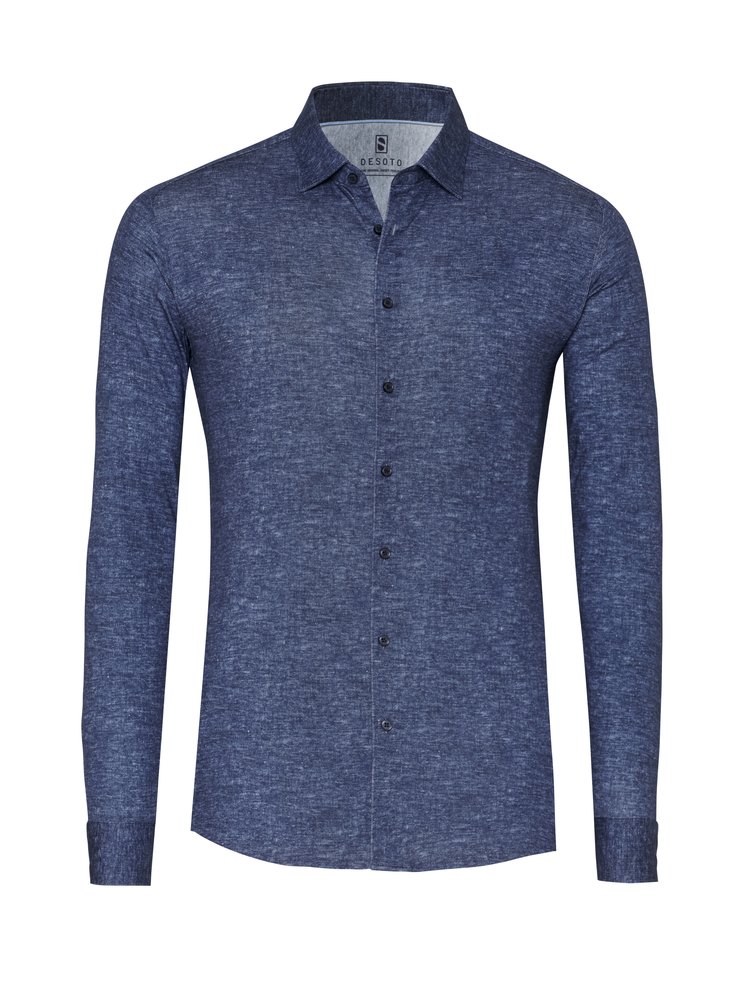 Herrenhemd Casual Kent in linen navy blue, freigestellte Produktansicht