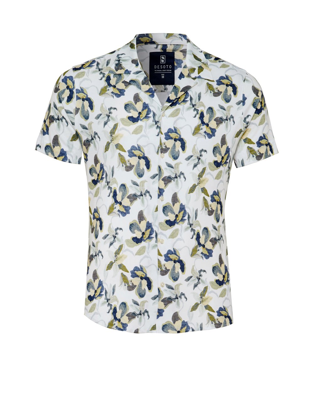 Mens shirt casual lido in green and blue flowers, product view