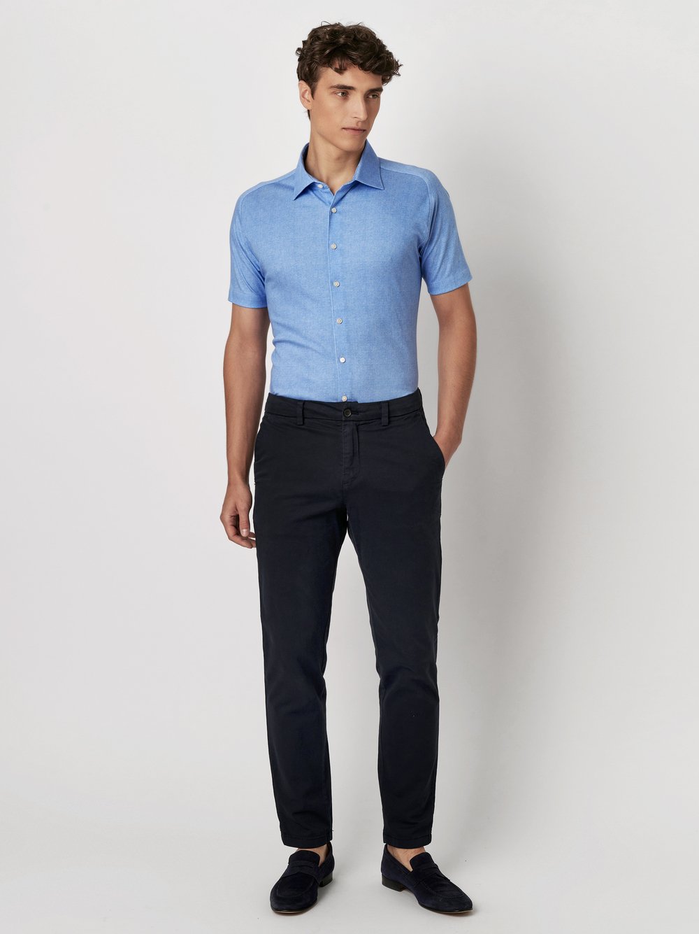 Hemd Casual Kent blue oxford Outfitansicht