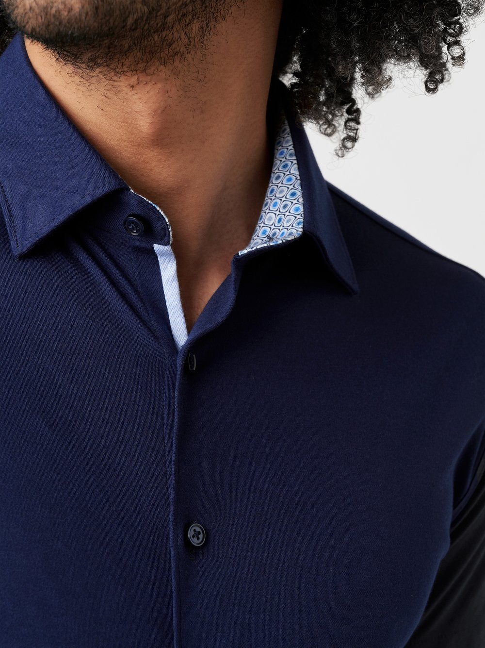 Hemd Casual Kent solid dark navy Detailansicht