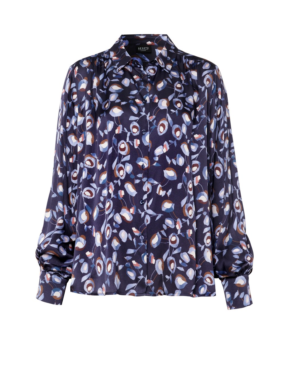 Damenbluse Lena in muted meadow navy, freigestellte Produktansicht