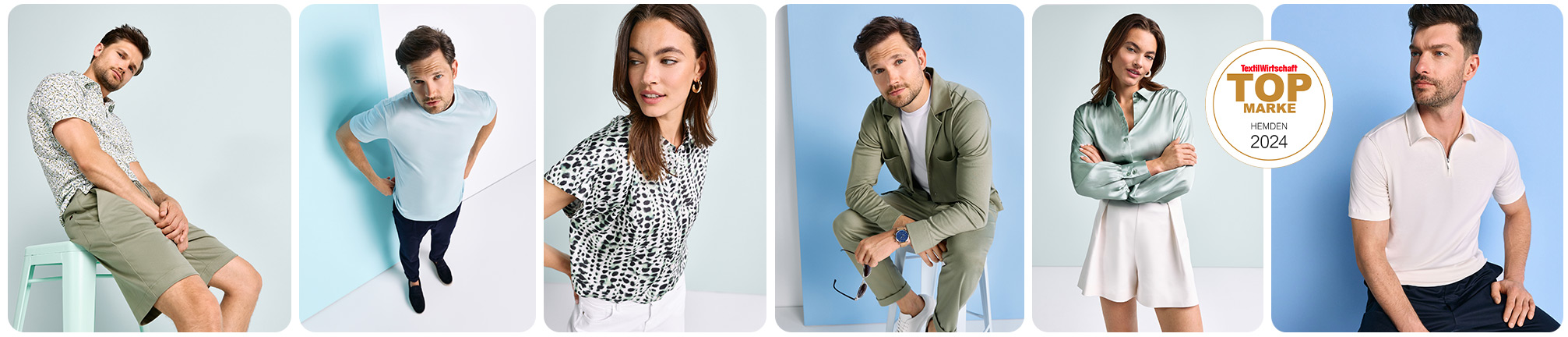 Collage aus Damen- und Herrenlooks in DESOTO Jersey – Teaser zum The Jersey Concept.