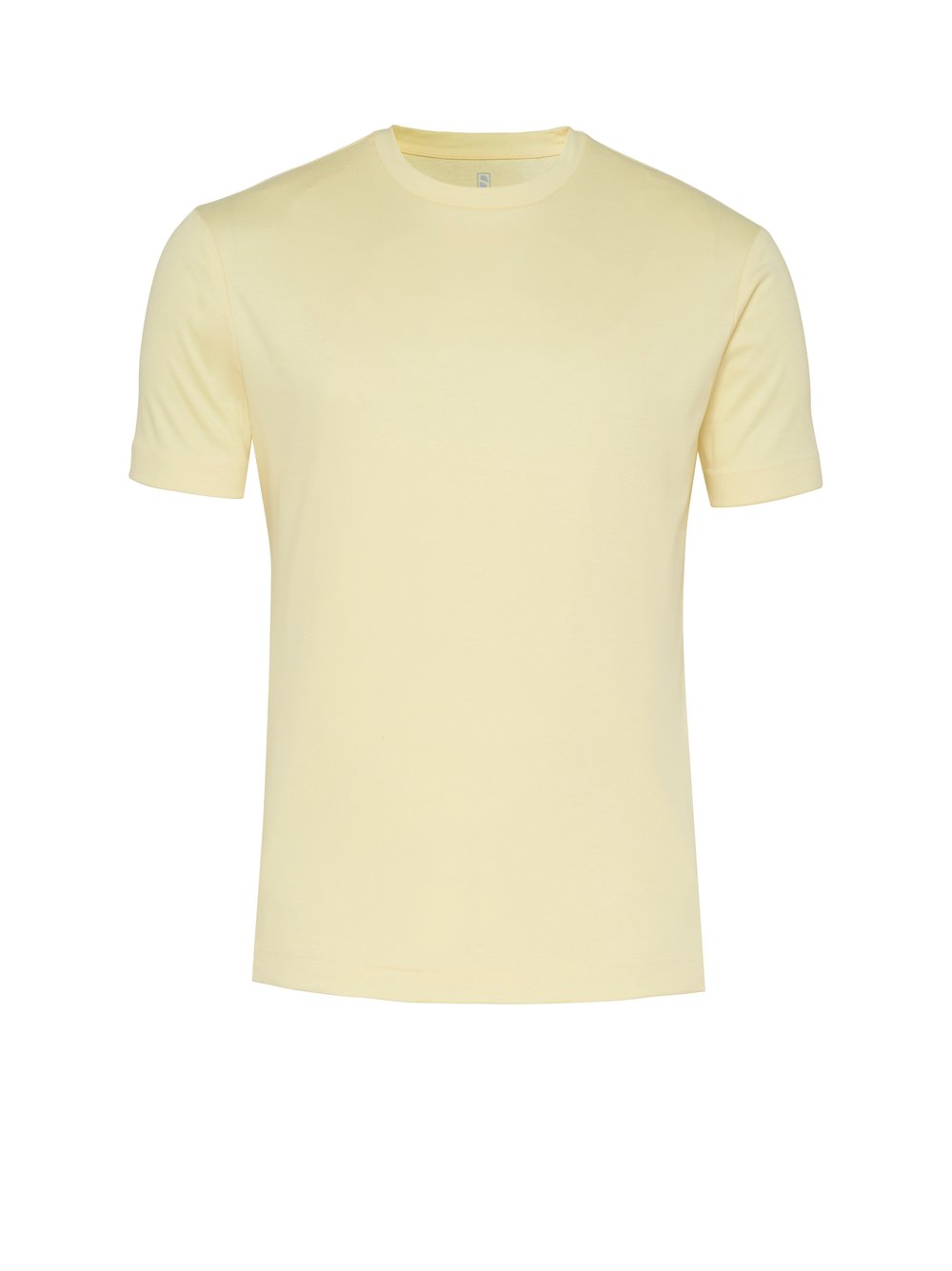 Mens T-shirt casual roundneck in solid yellow, product view