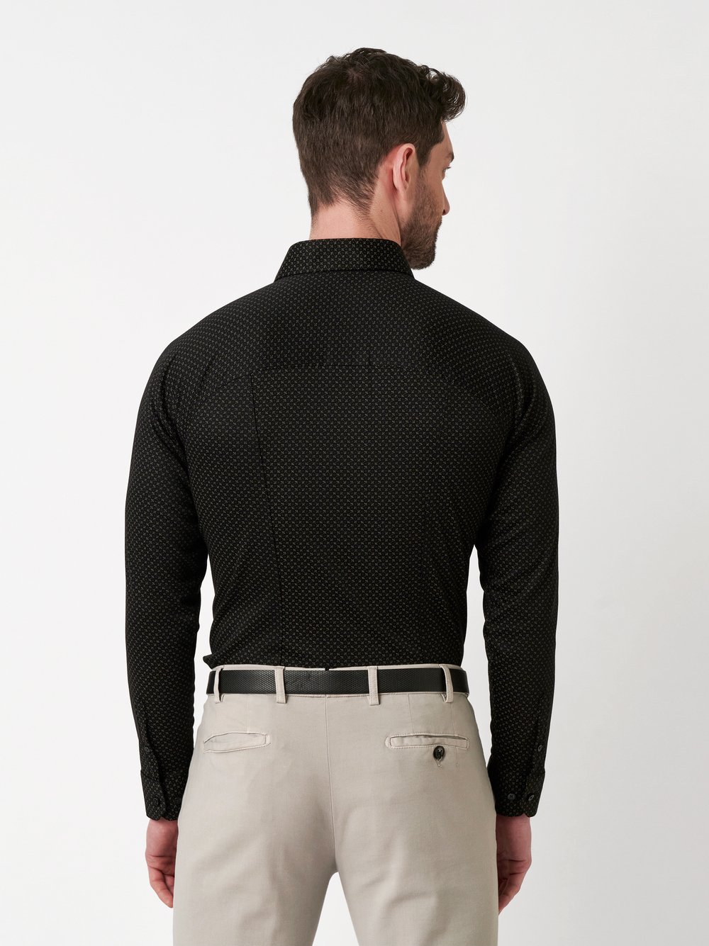 Shirt Casual Kent black beige flowers rear view