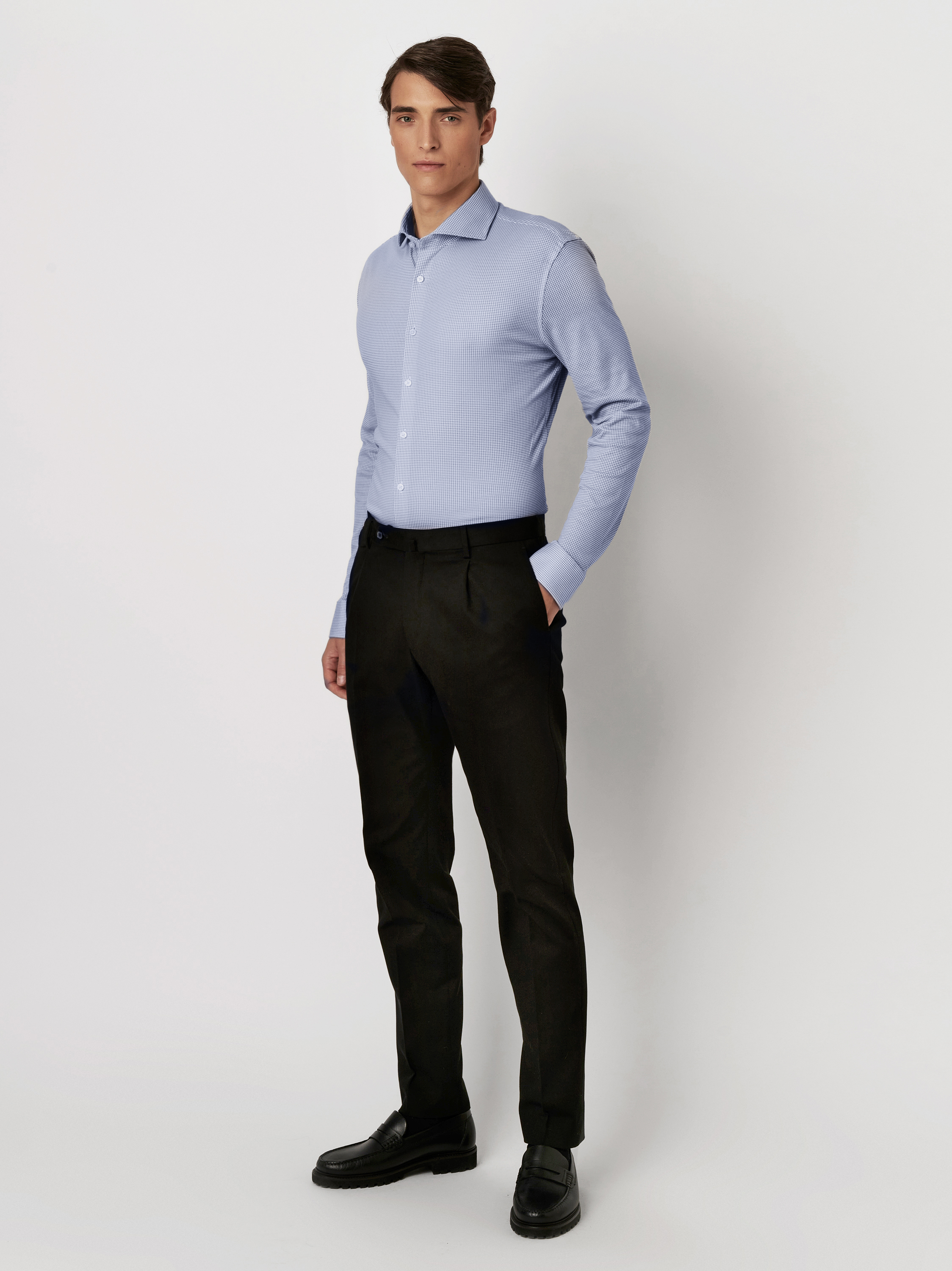 Hemd Essential Hai navy houndstooth Outfitansicht Hemd Essential Hai navy houndstooth Outfitansicht