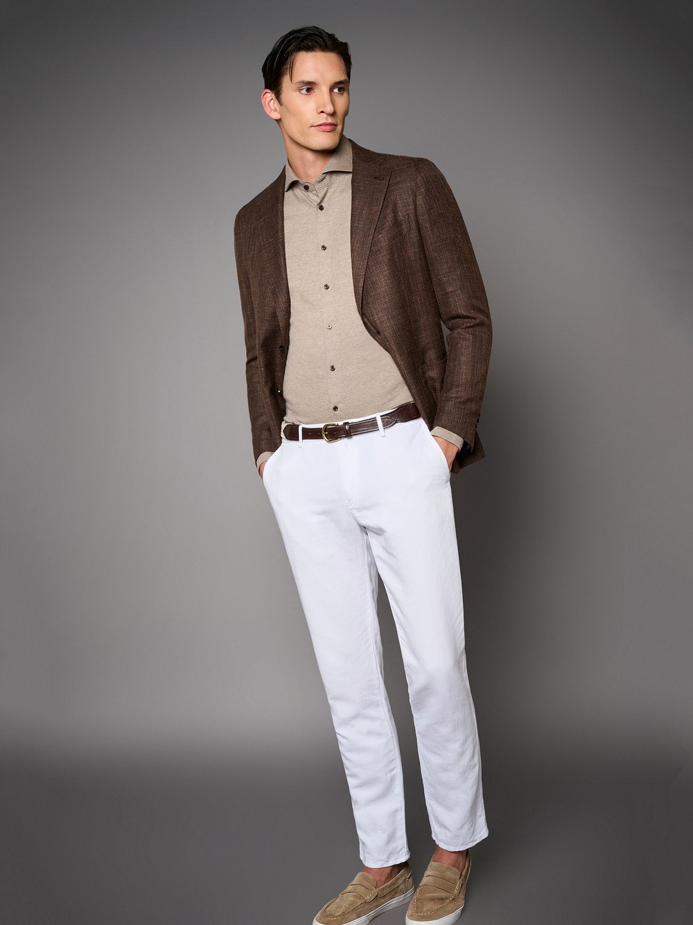 Shirt Luxury Hai sand grey pique outfit view