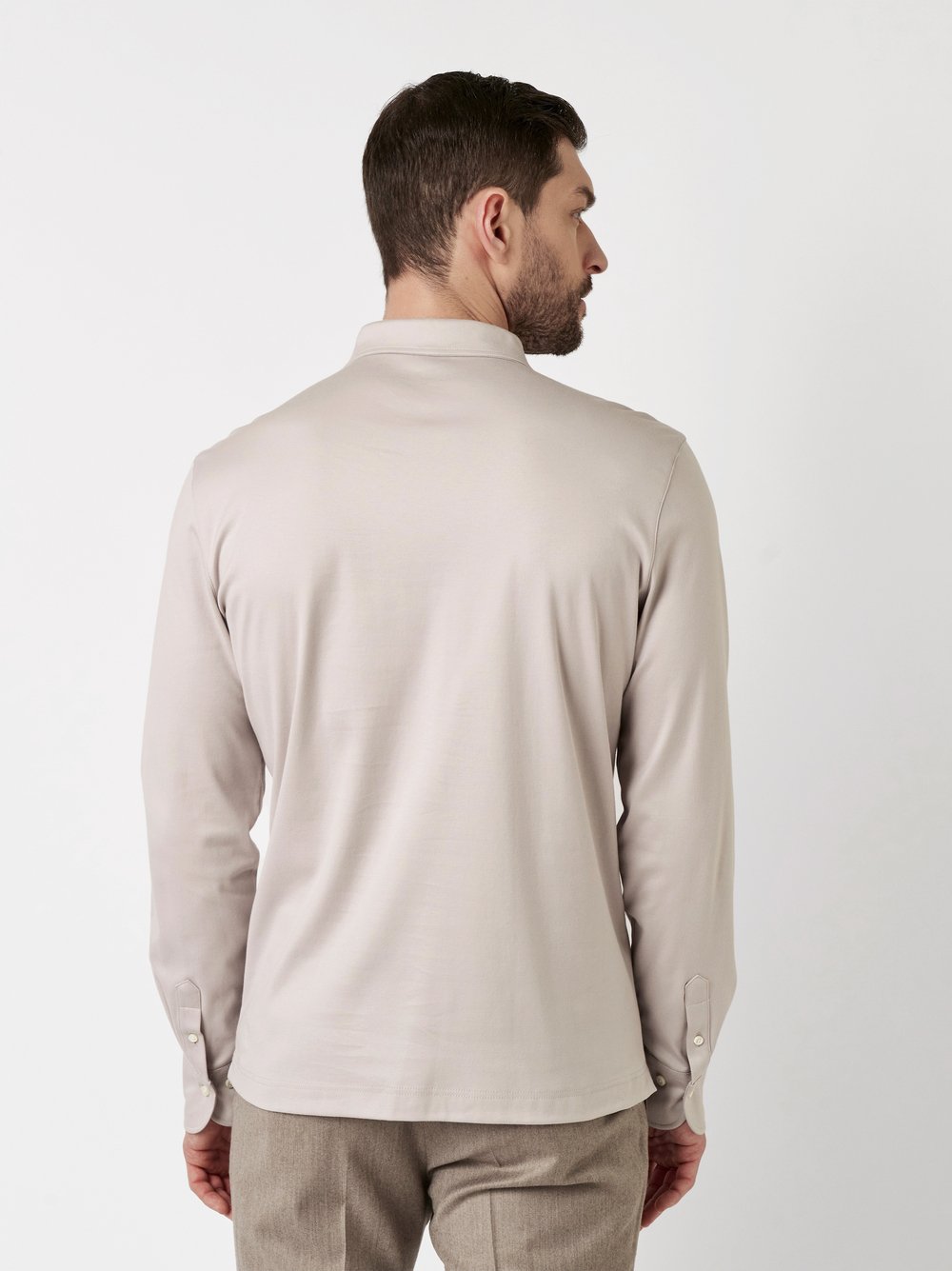 Polo Luxury Two Ply Polo Revers solid light brown rear view