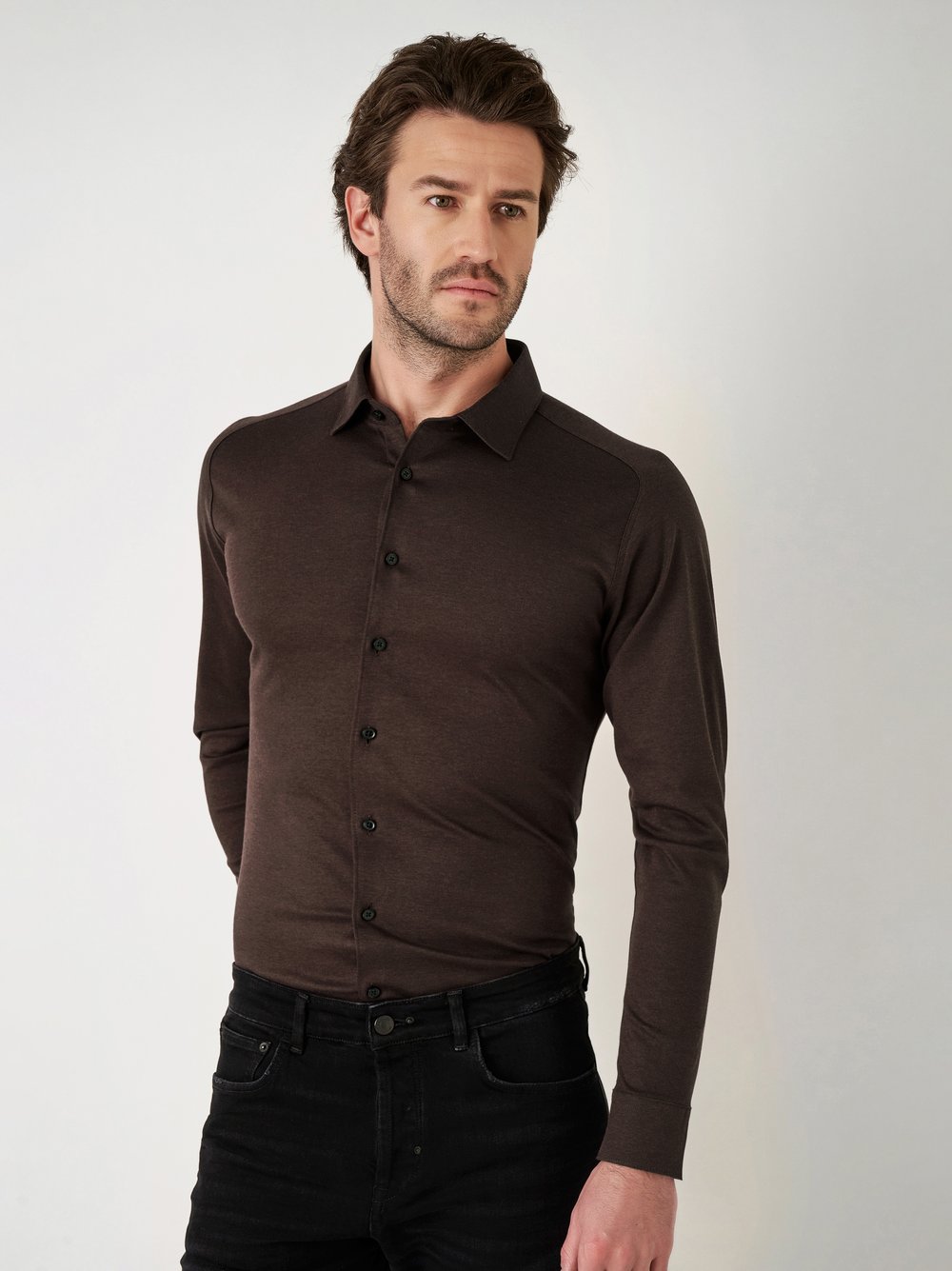Hemd | Style »Casual Kent« brown pique