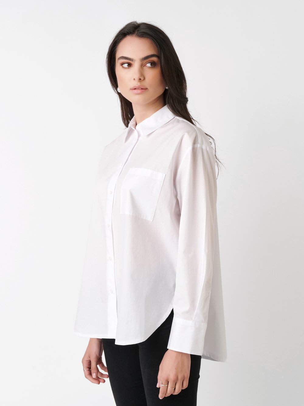 Blouse Finja white popeline front view Blouse Finja white popeline front view