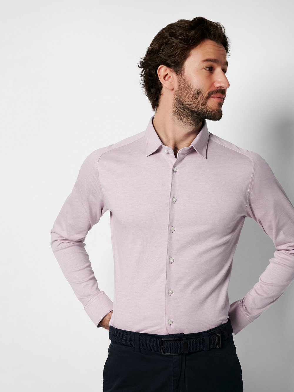 Hemd Casual Kent soft mauve pique Vorderansicht