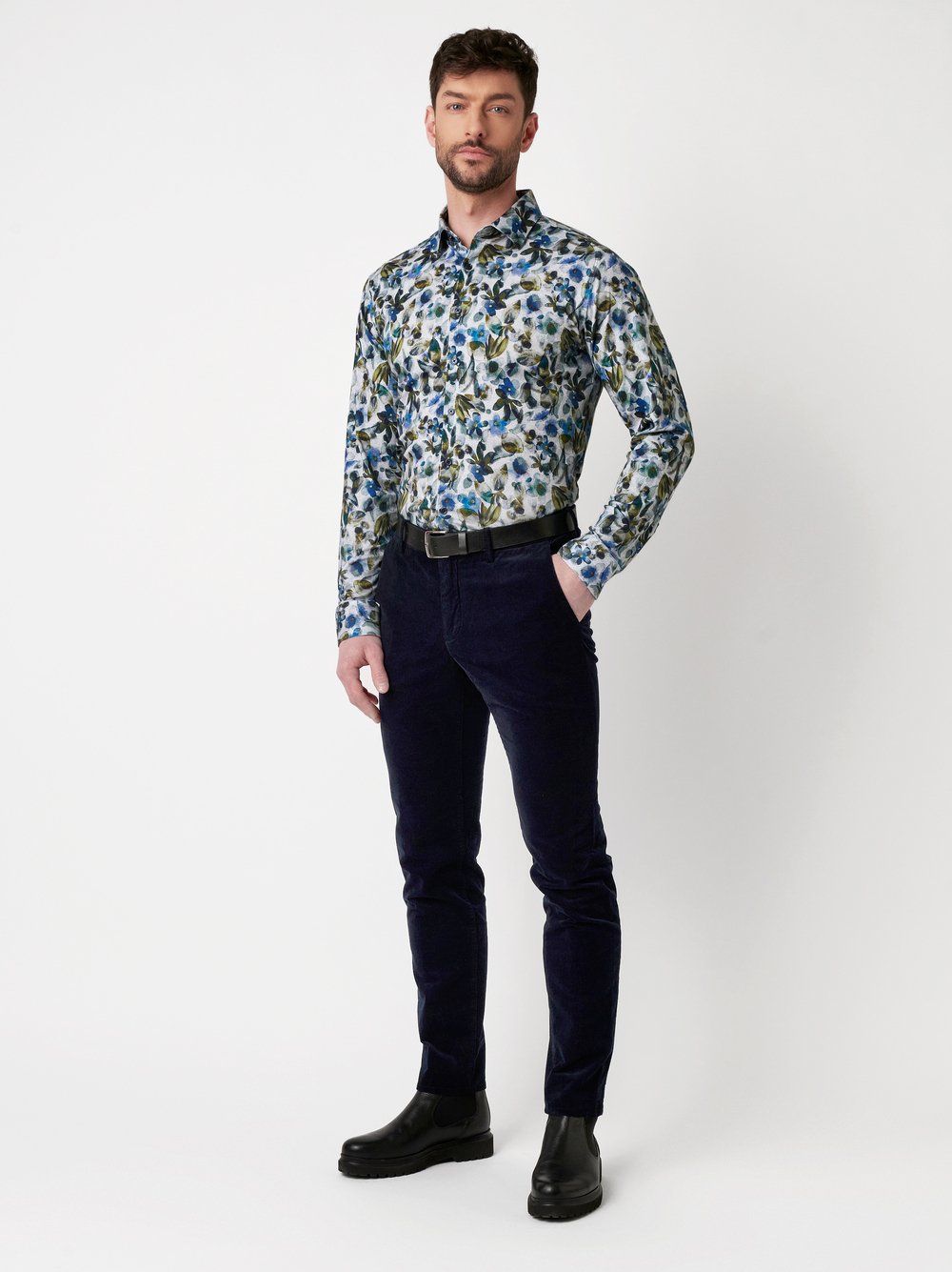 Shirt Casual Kent green blue flowers outfit view
