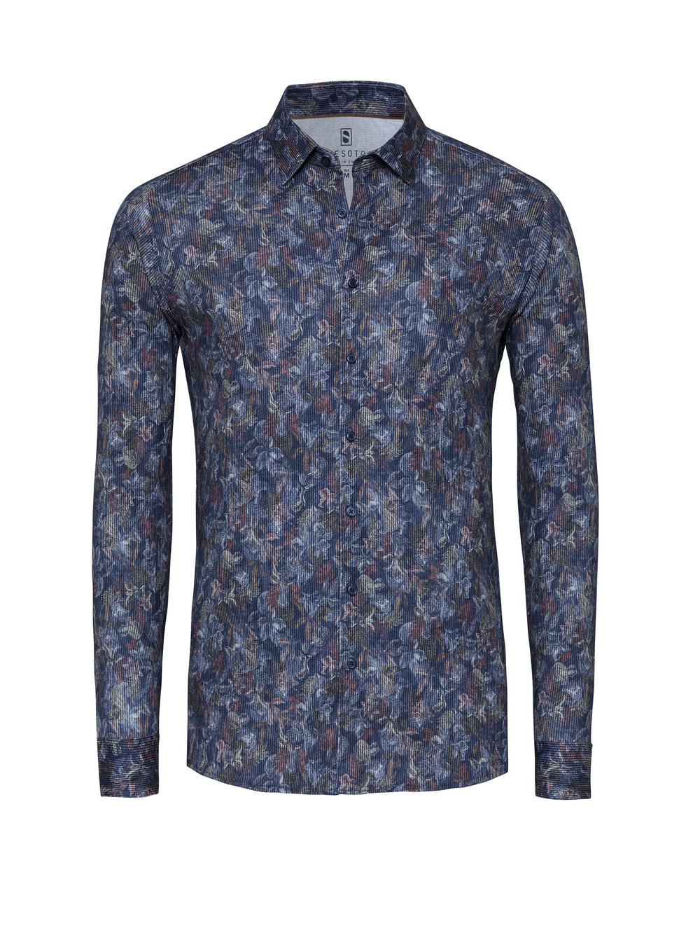 Shirt Casual Kent blue flower corduroy hollow