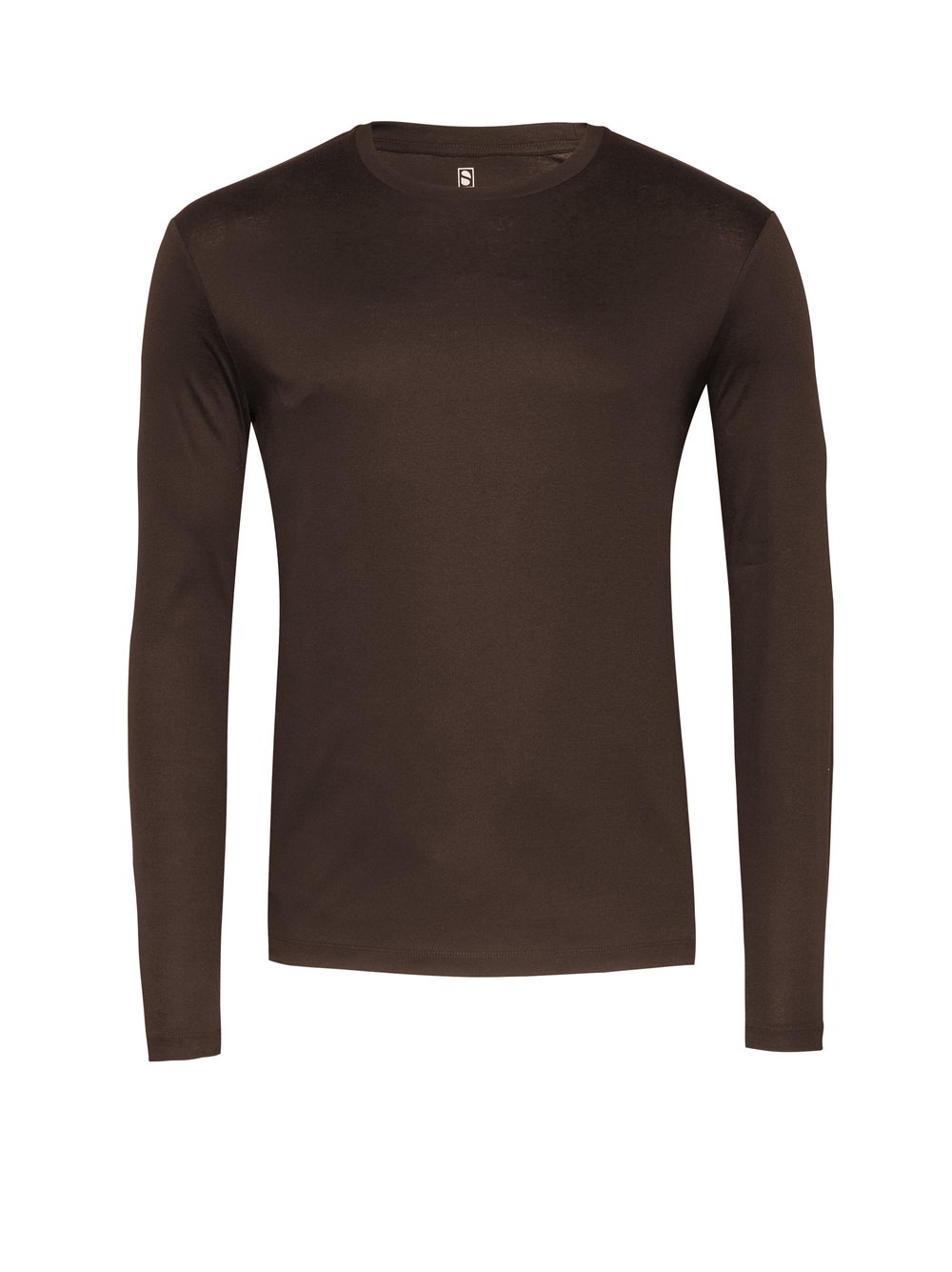 Mens T-shirt casual roundneck in solid brown, product view