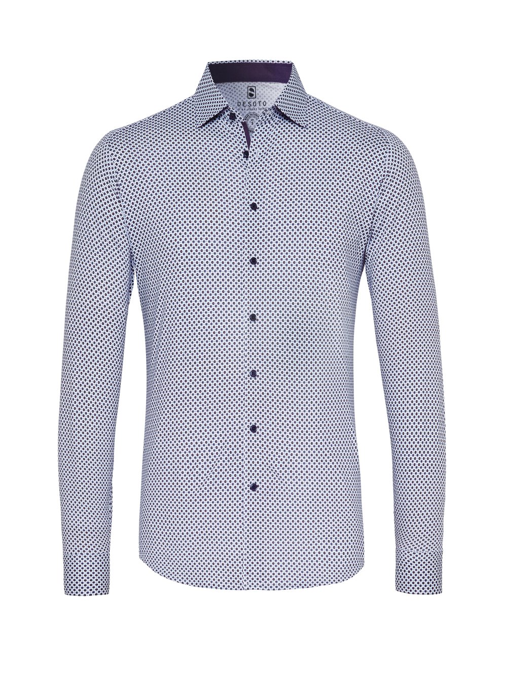 Mens shirt casual kent in white with red and blue dots, product view