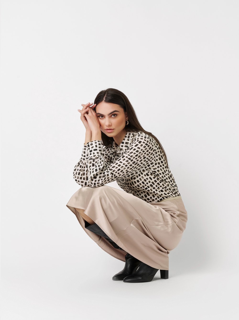Bluse Pia little squares green Outfitansicht