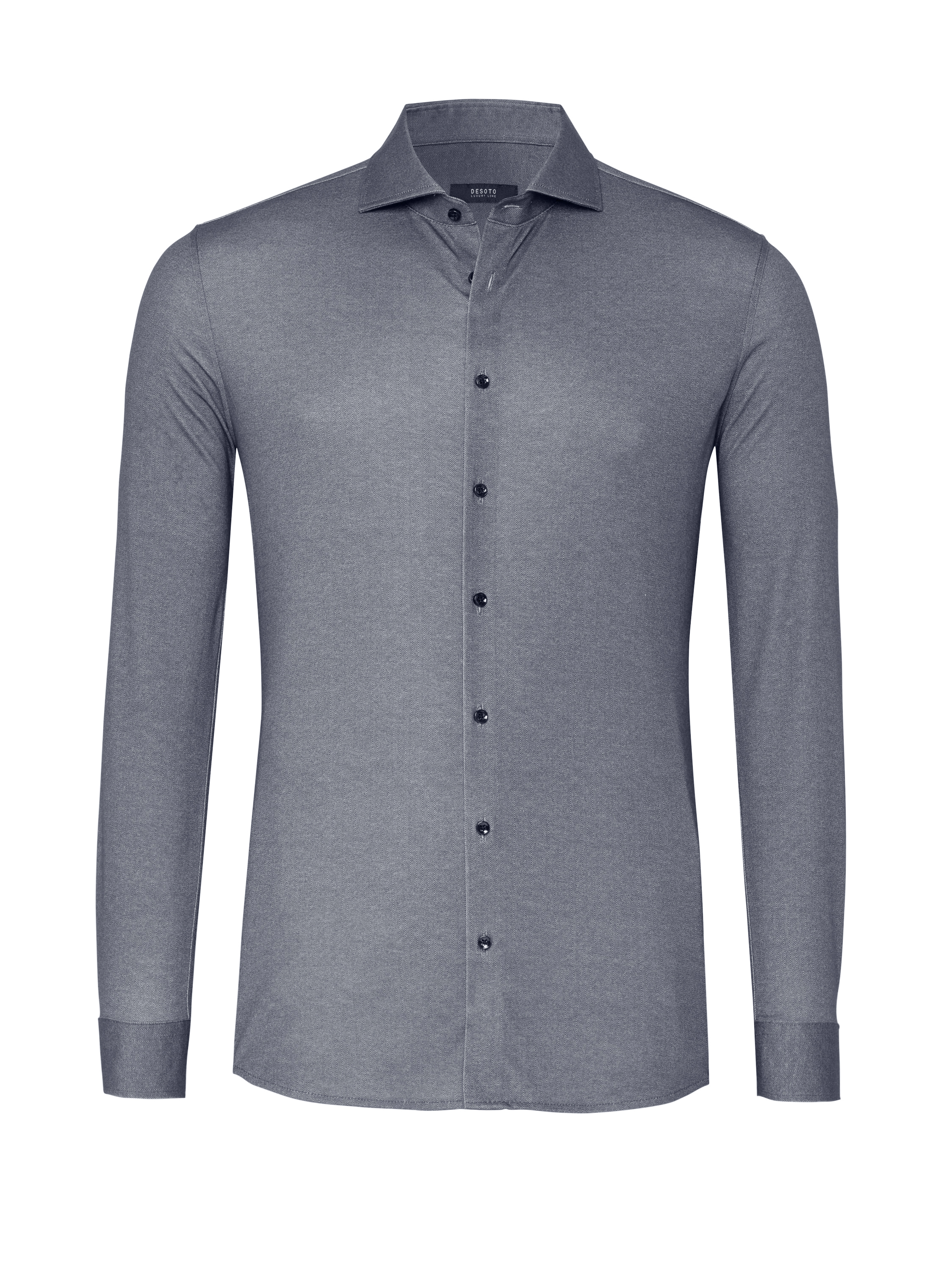 Mens shirt luxury hai in grey herringbone, product view