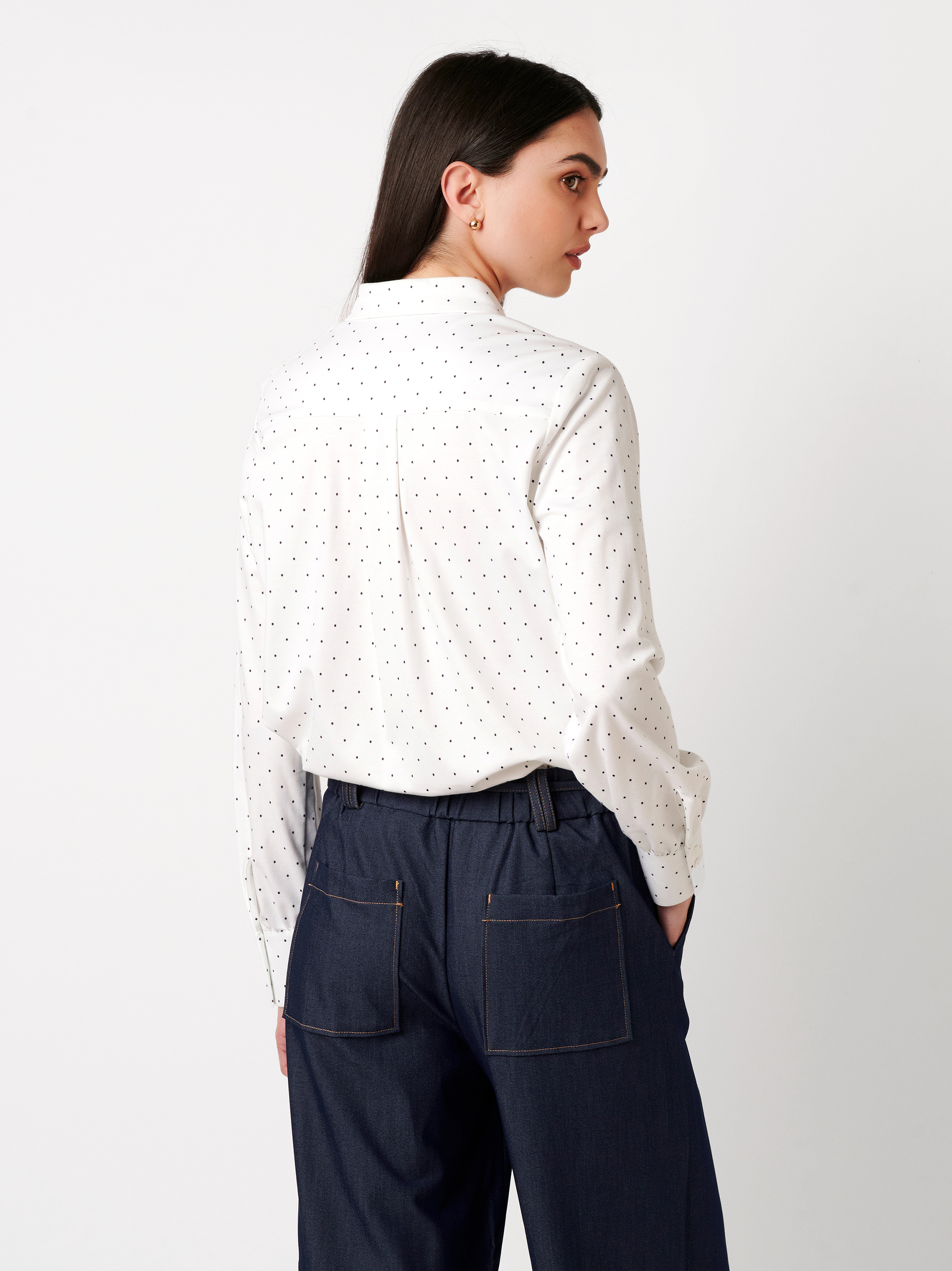 Bluse Lizzy white with navy dots Rueckansicht
